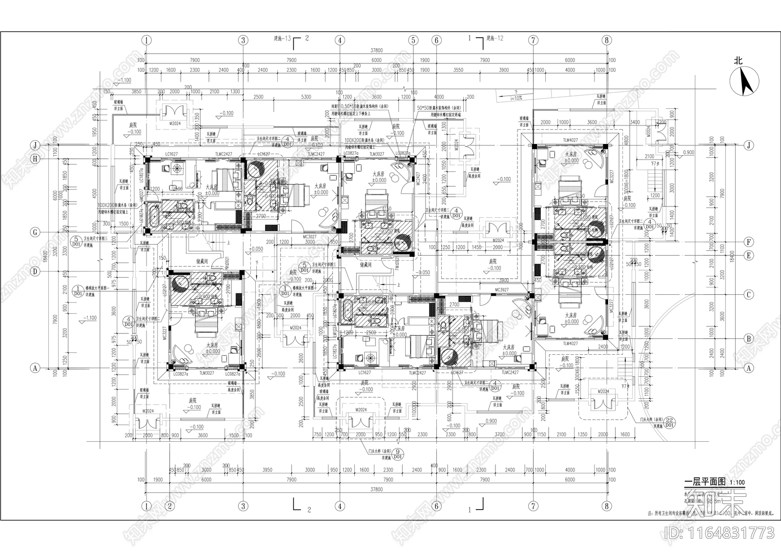 新中式其他居住建筑cad施工图下载【ID:1164831773】