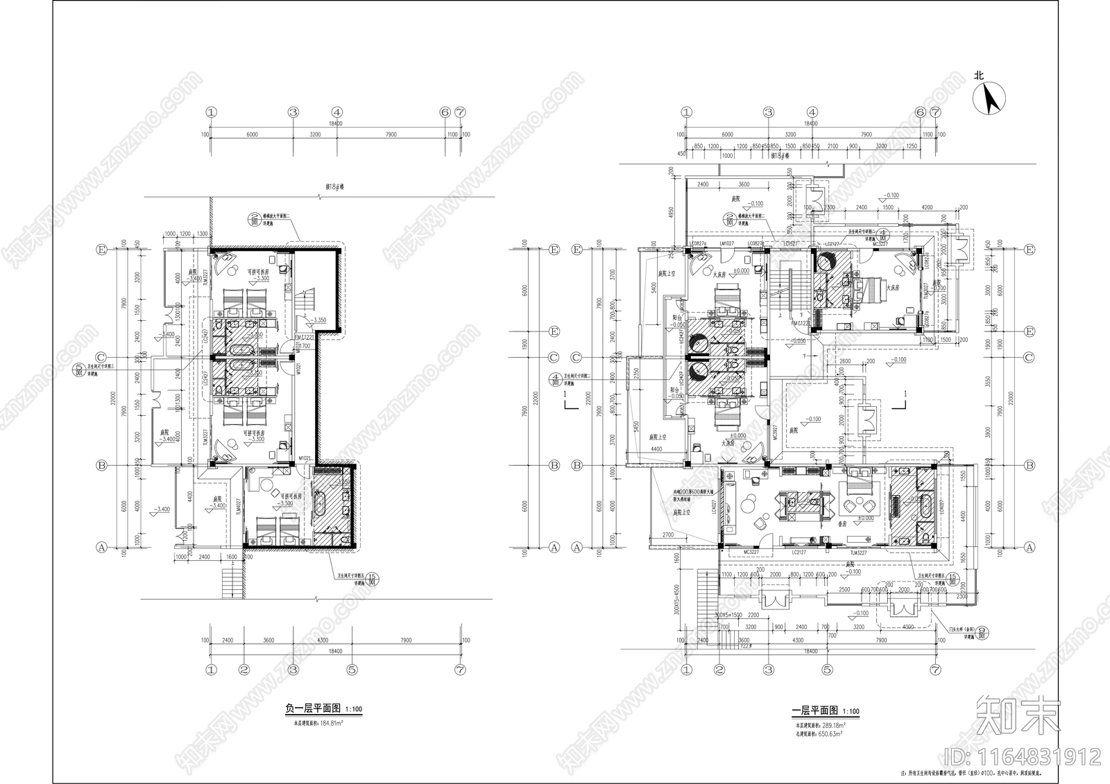 新中式别墅建筑cad施工图下载【ID:1164831912】