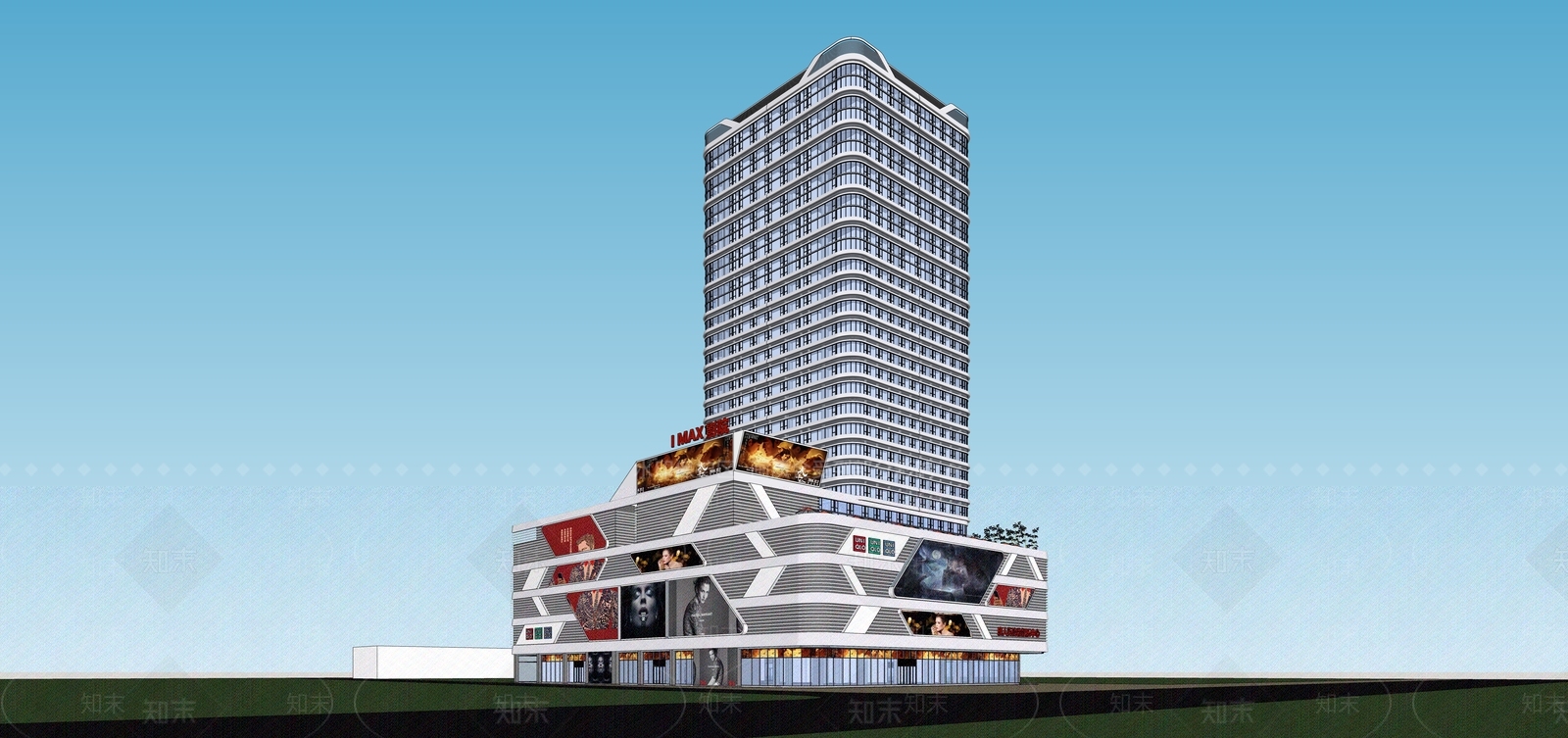 现代酒店建筑SU模型下载【ID:1164839190】
