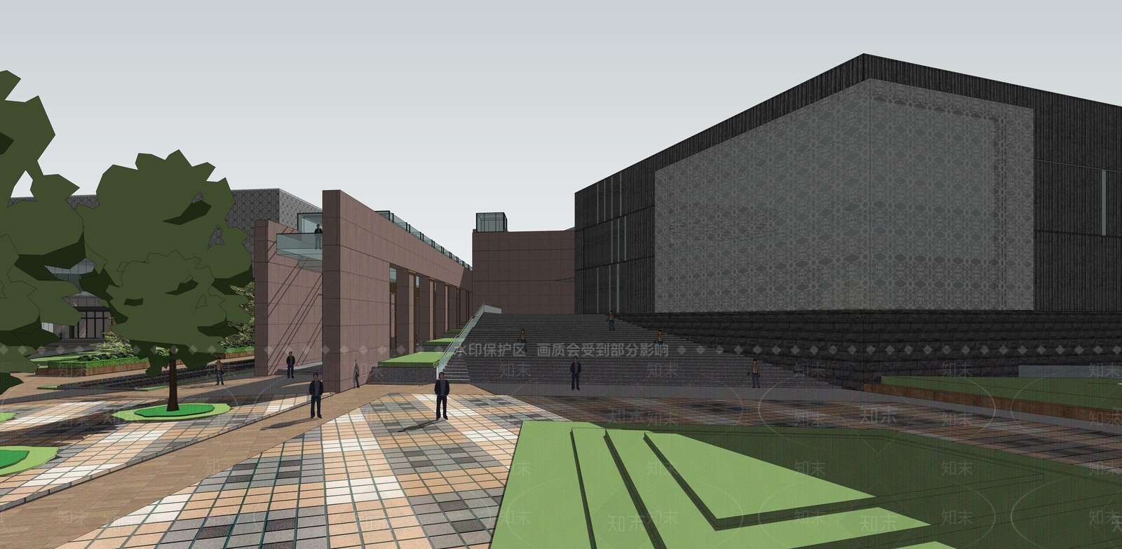 现代展览馆建筑SU模型下载【ID:1164840832】