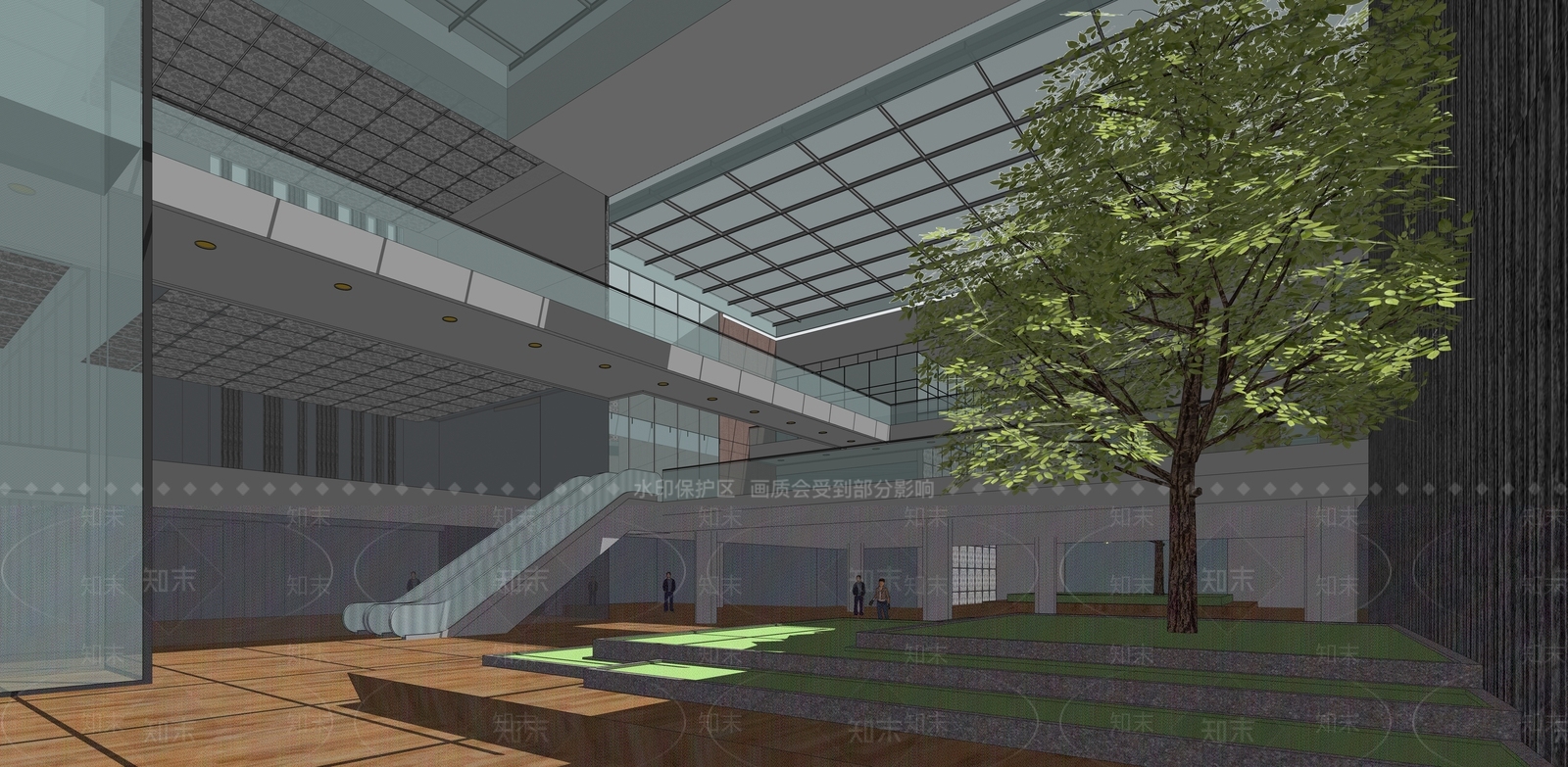 现代展览馆建筑SU模型下载【ID:1164840832】