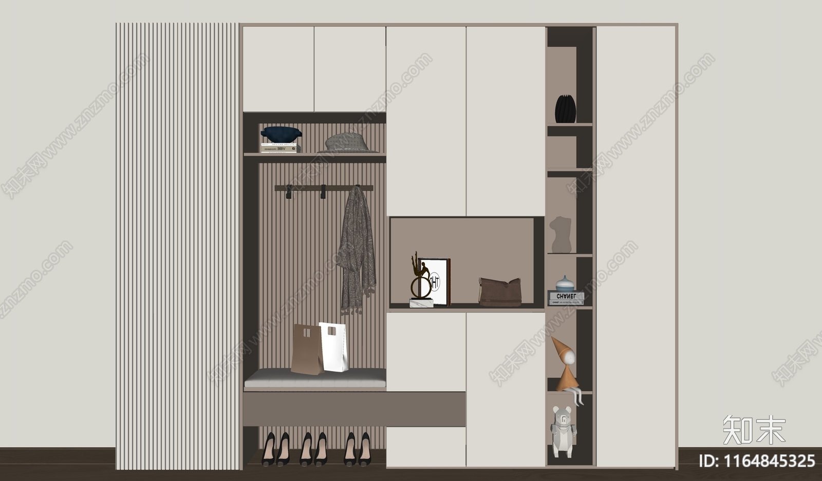 现代鞋柜SU模型下载【ID:1164845325】