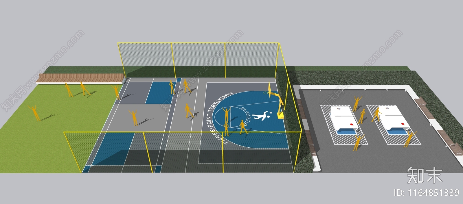 现代篮球场SU模型下载【ID:1164851339】