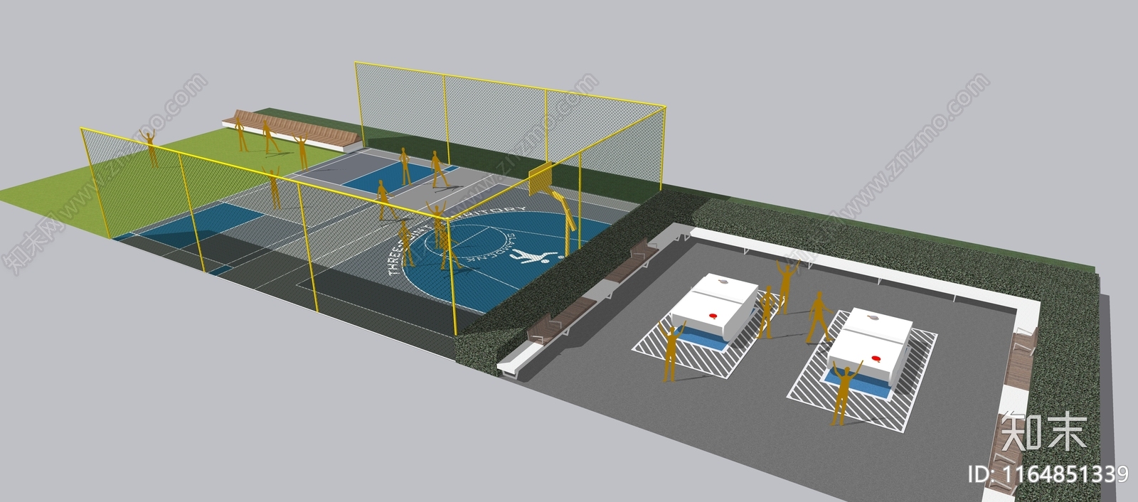现代篮球场SU模型下载【ID:1164851339】