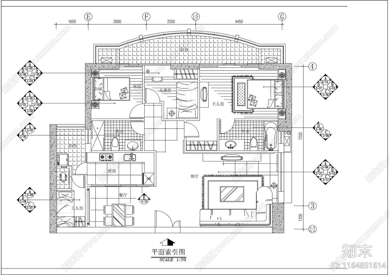 现代整体家装空间施工图下载【ID:1164851614】