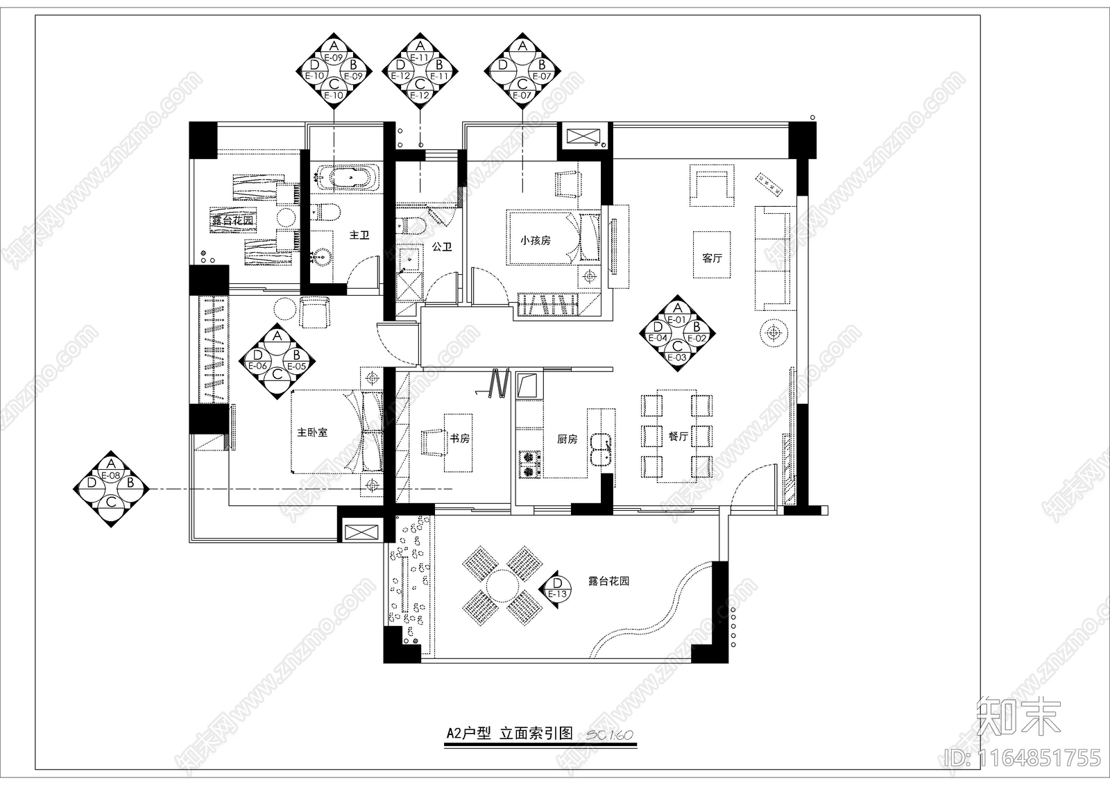 现代整体家装空间施工图下载【ID:1164851755】