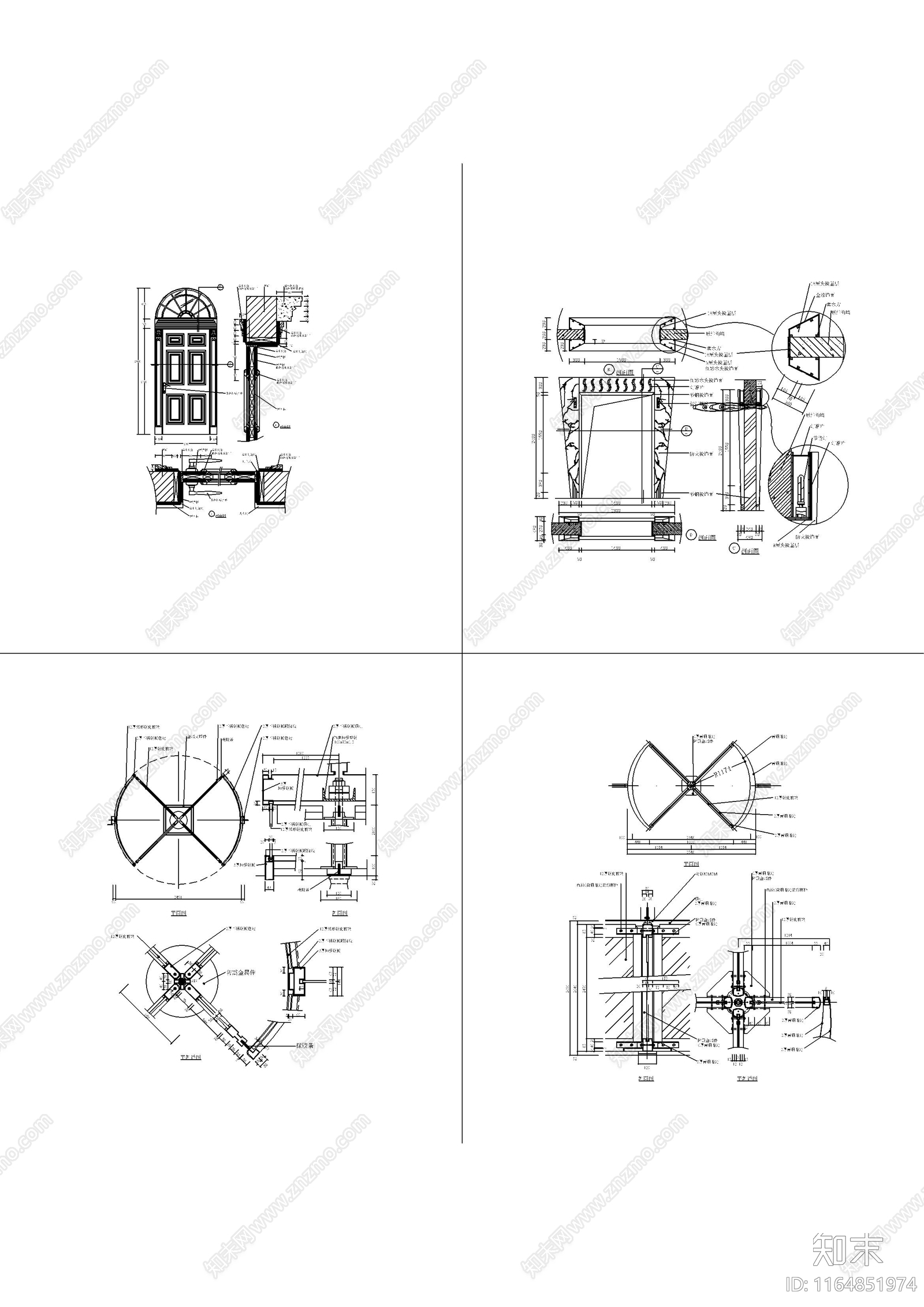 现代门节点cad施工图下载【ID:1164851974】