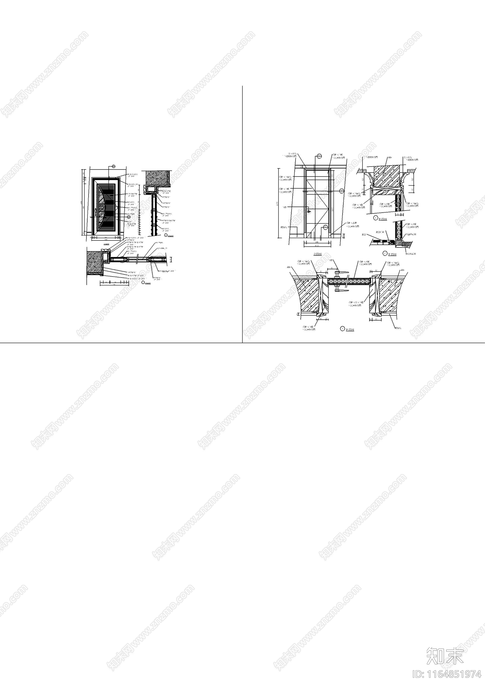现代门节点cad施工图下载【ID:1164851974】