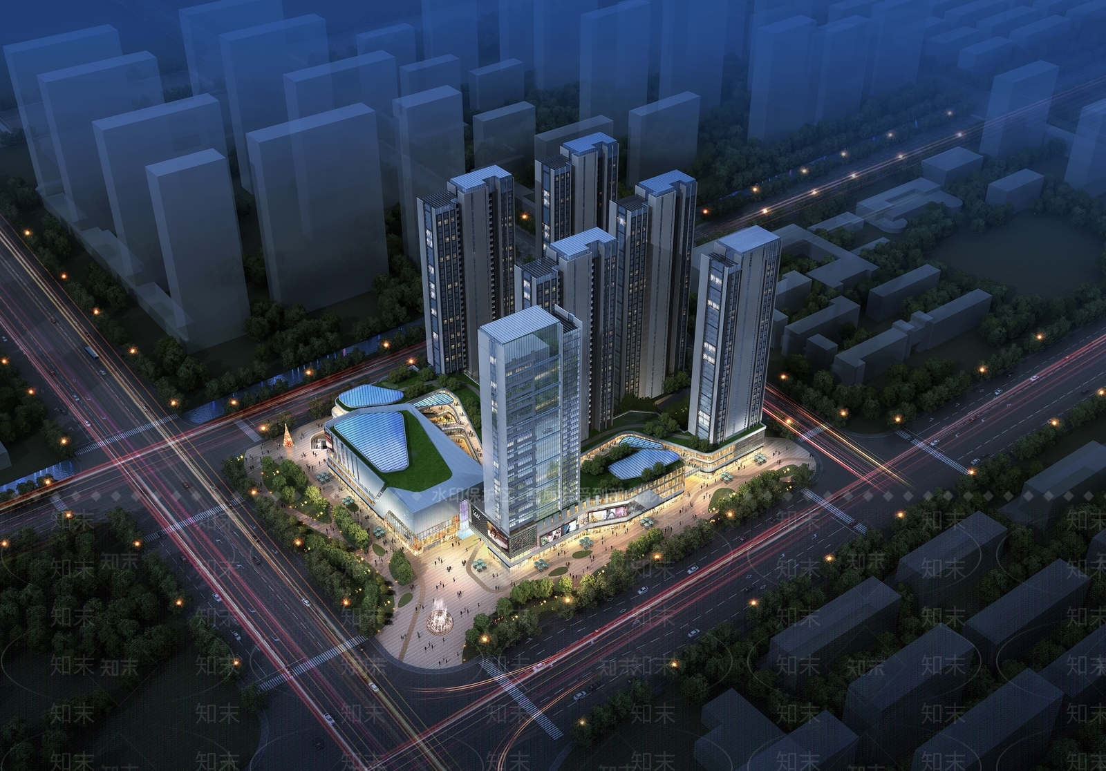 新中式现代商业街3D模型下载【ID:1164860246】