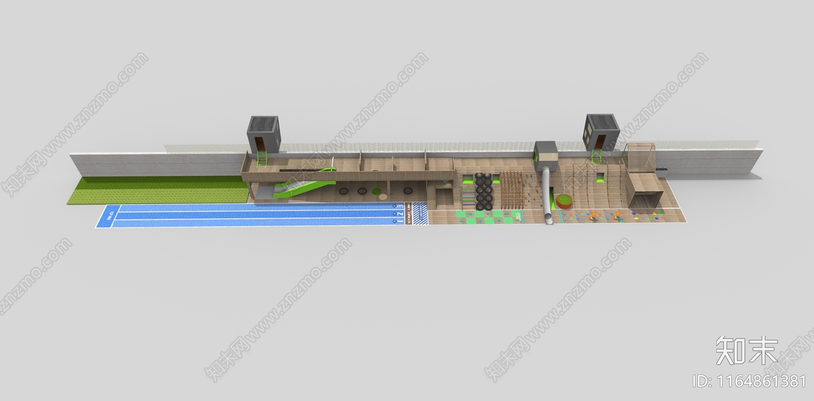 现代原木儿童游乐区SU模型下载【ID:1164861381】