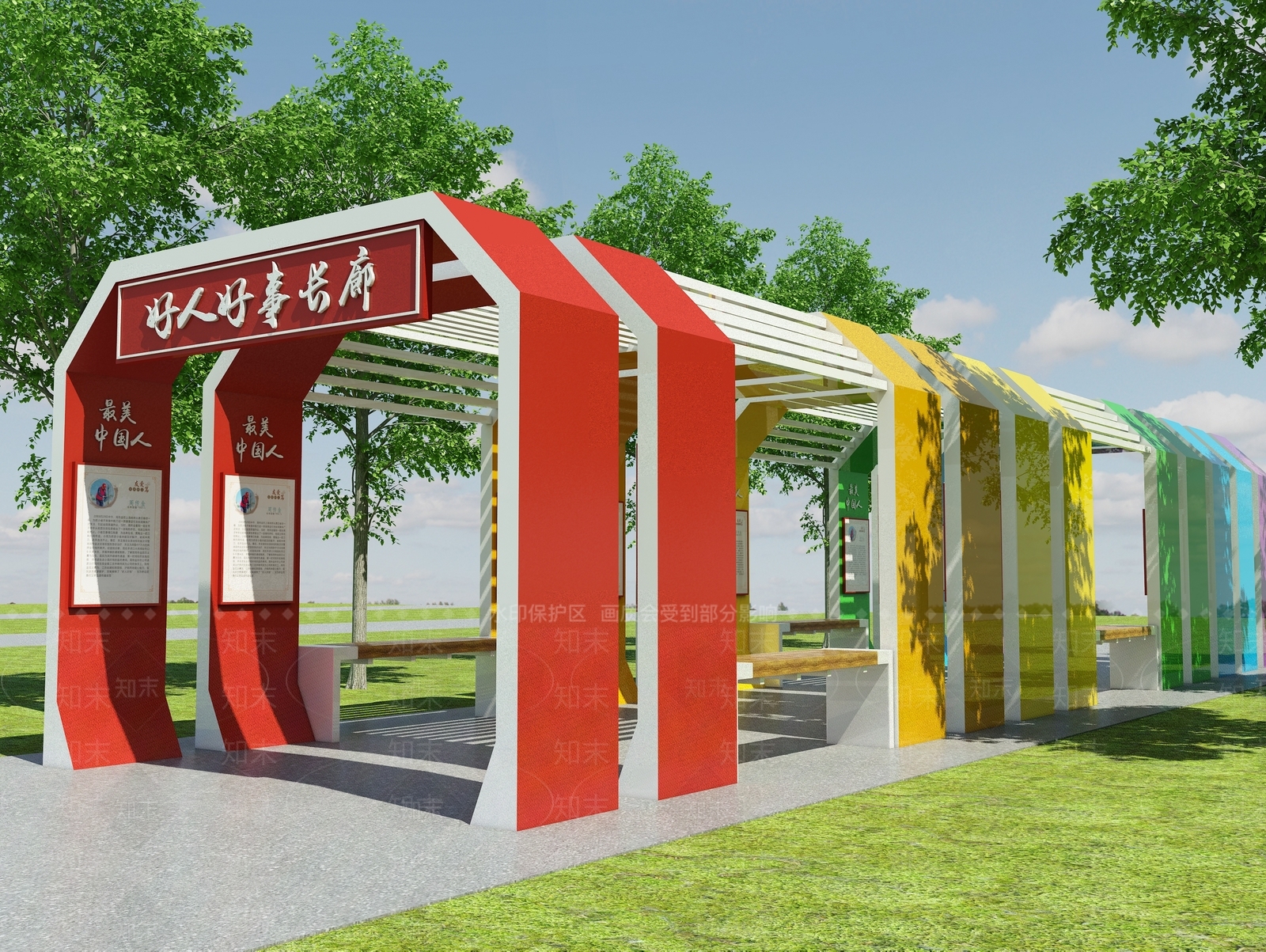 现代新中式廊架3D模型下载【ID:1164865904】