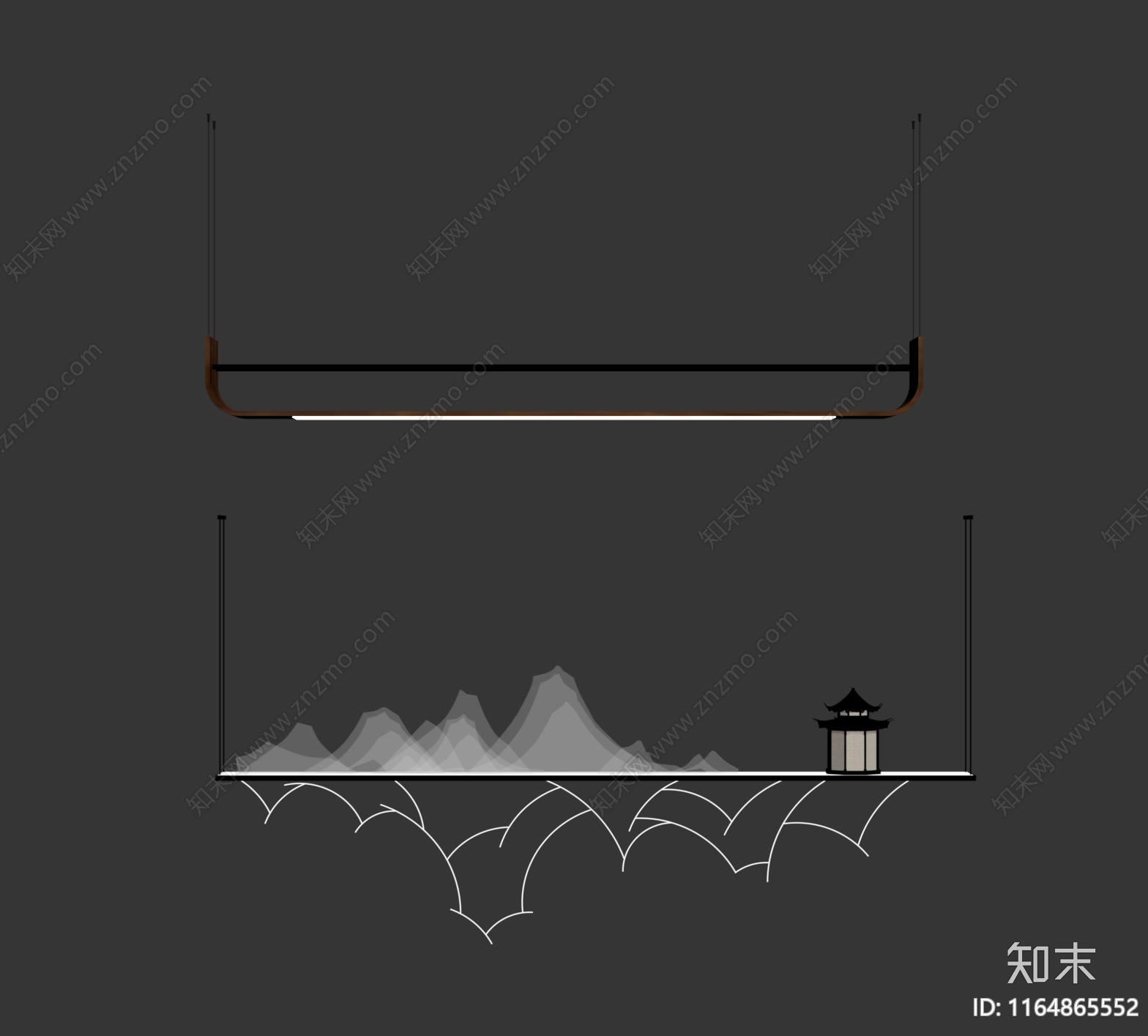 新中式吊灯SU模型下载【ID:1164865552】