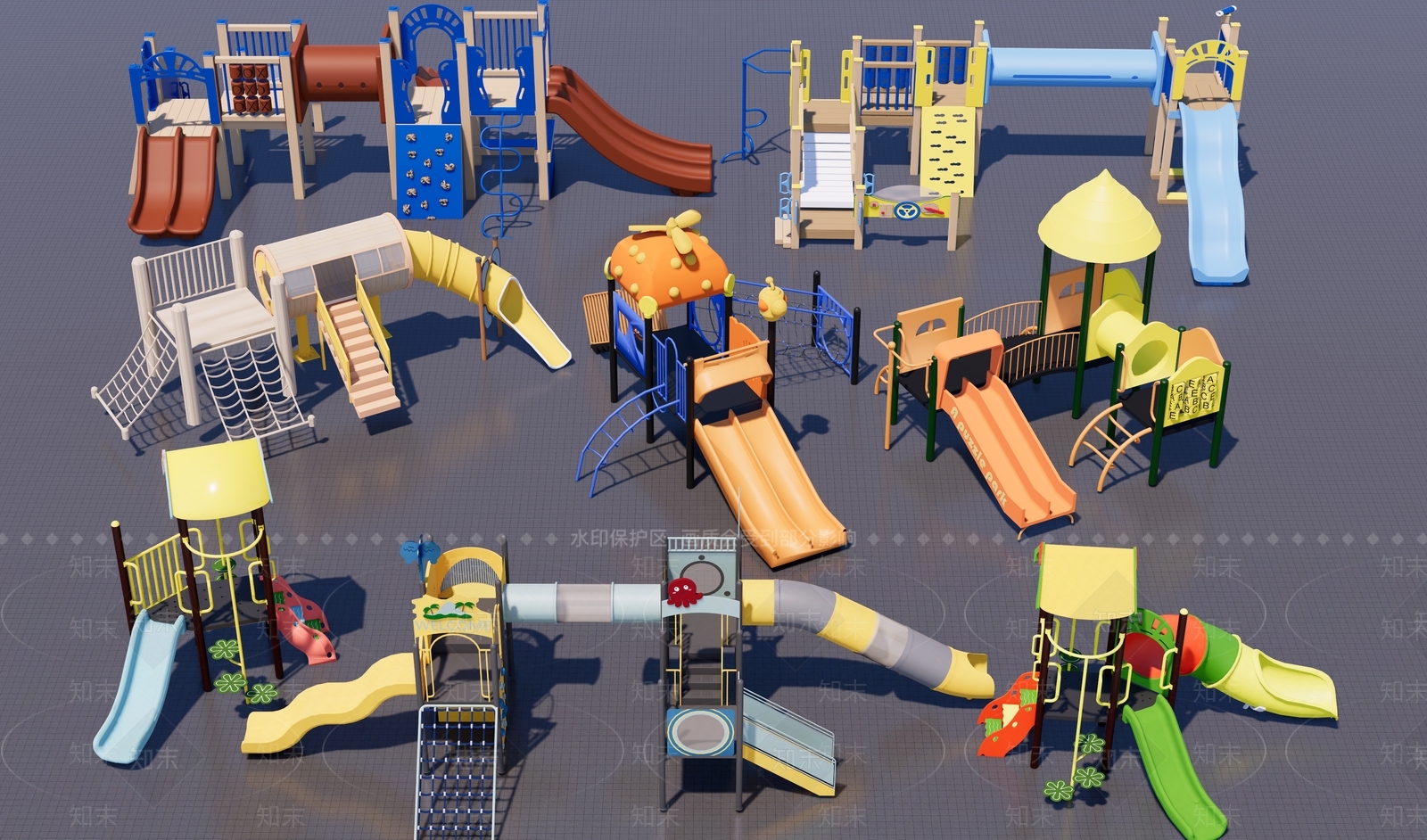 儿童滑梯SU模型下载【ID:1164872094】