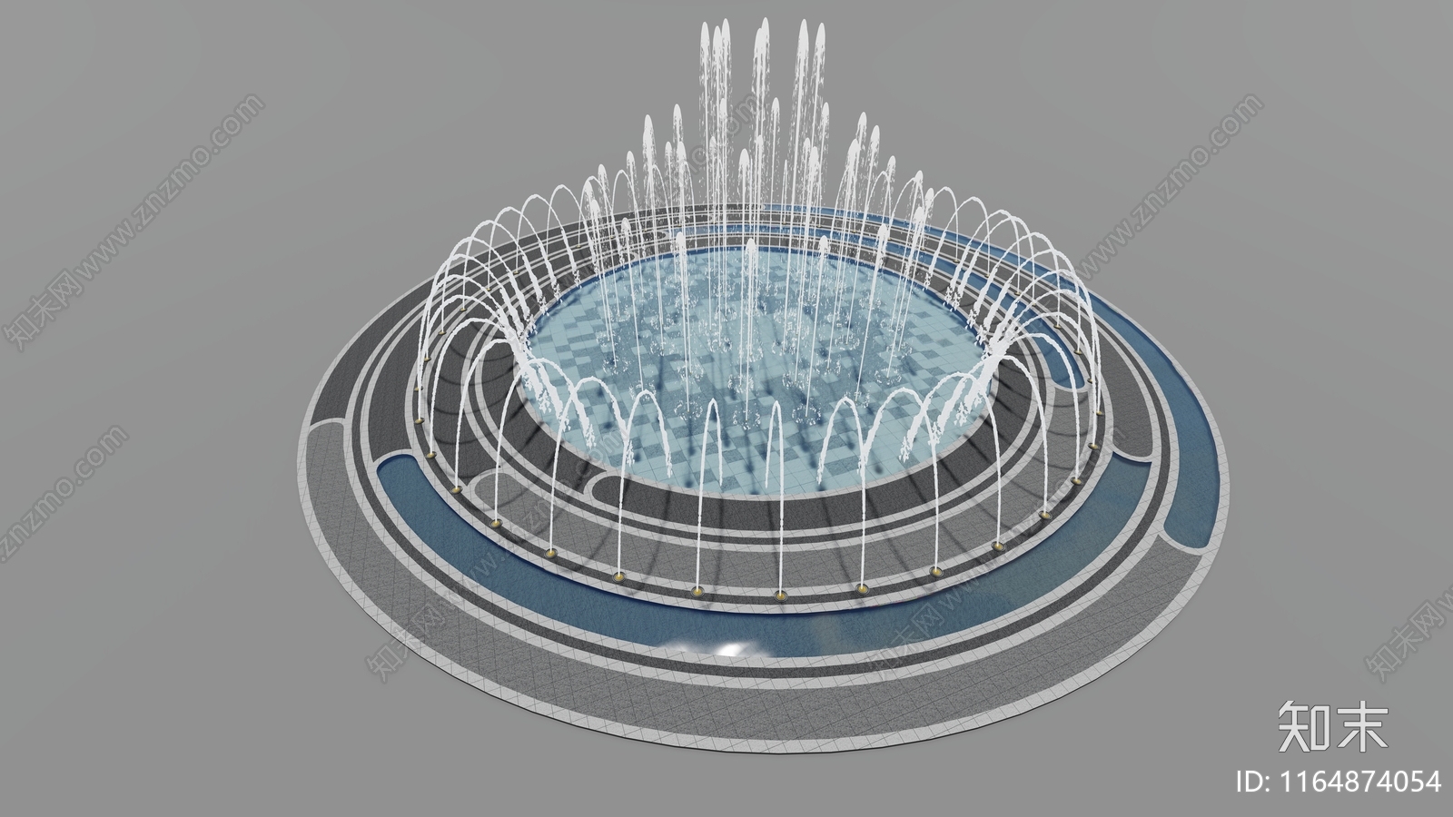 现代新中式喷泉SU模型下载【ID:1164874054】