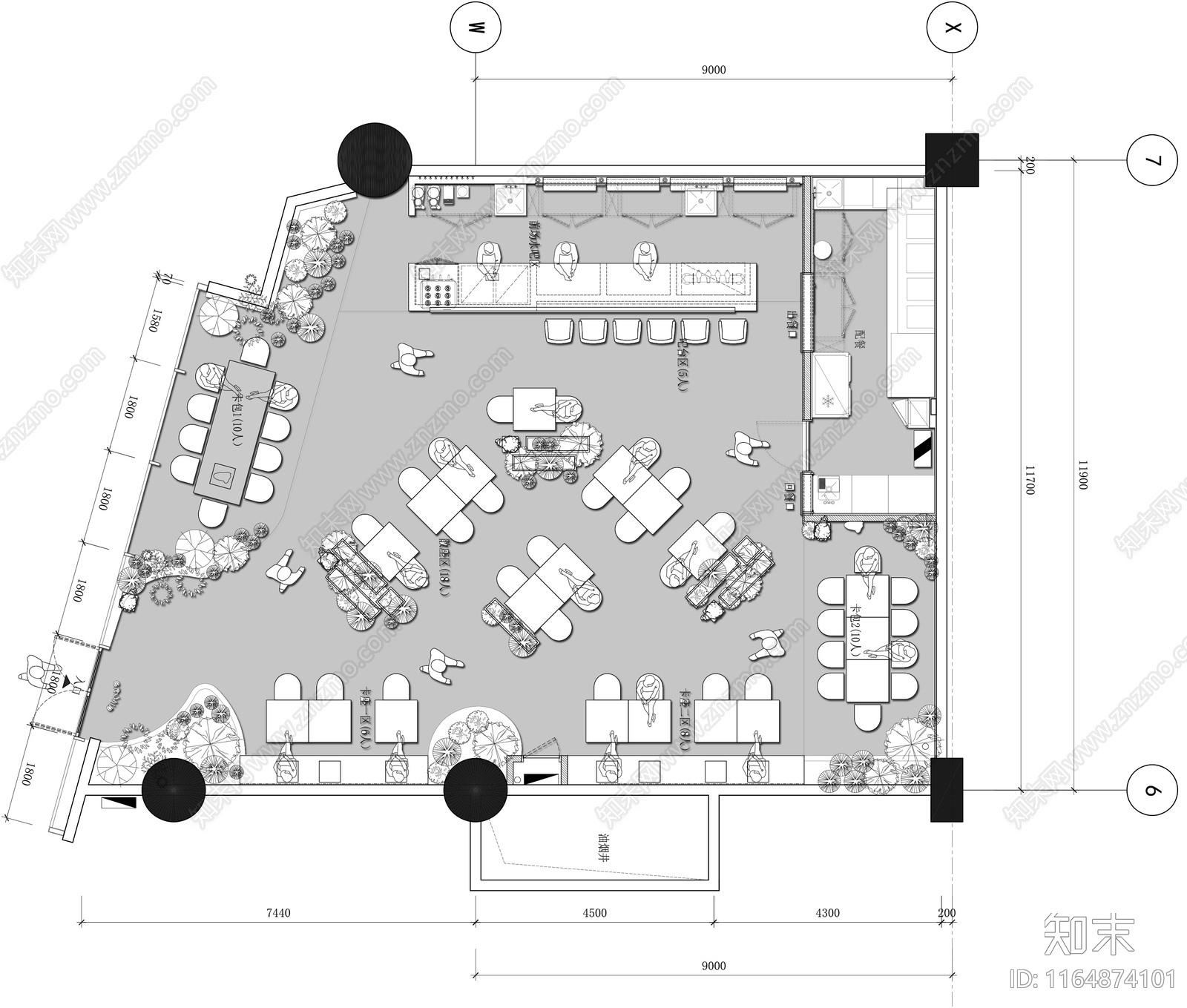 现代咖啡厅施工图下载【ID:1164874101】
