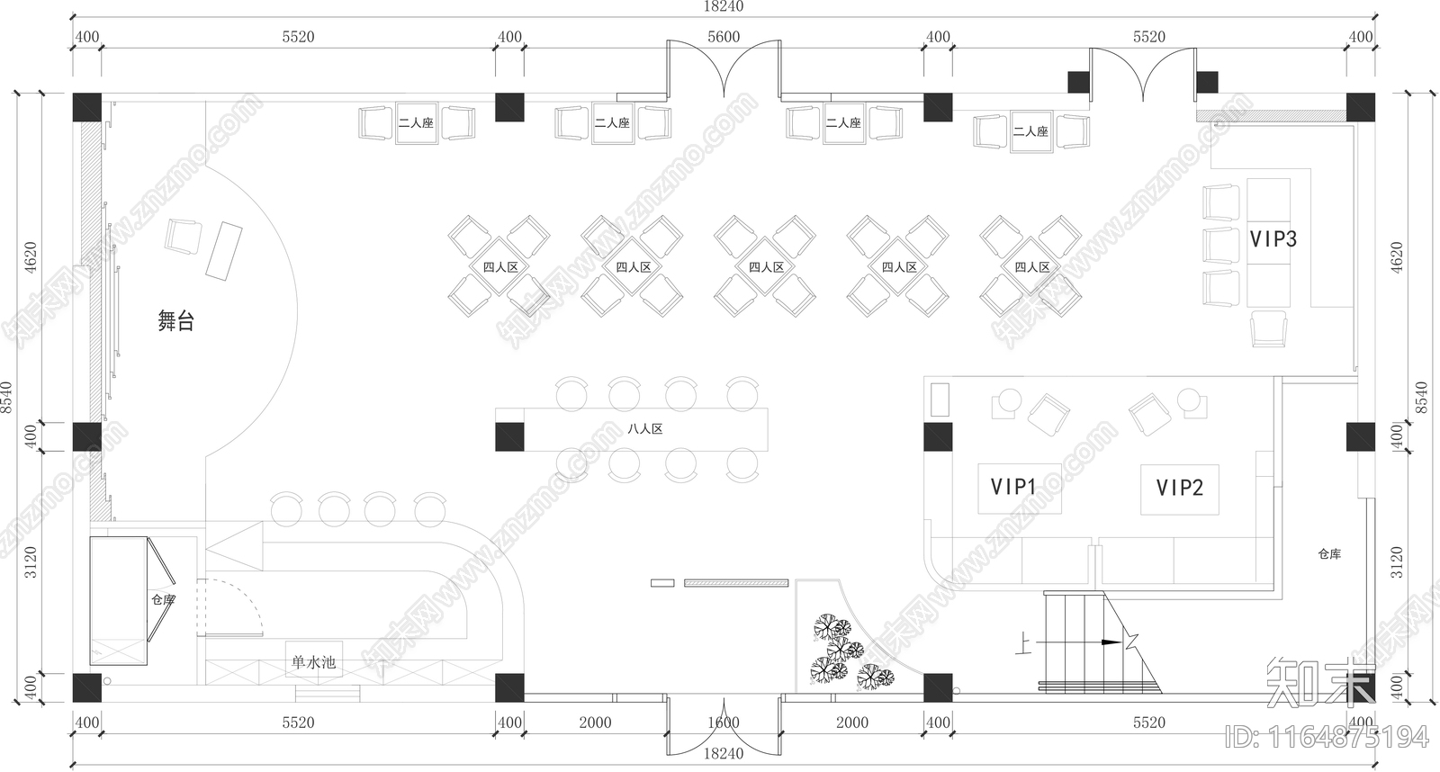 现代酒吧cad施工图下载【ID:1164875194】