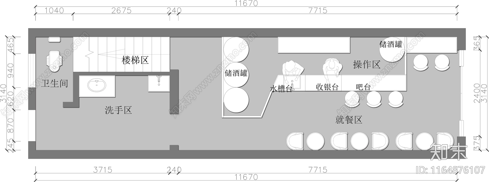 现代酒吧cad施工图下载【ID:1164876107】