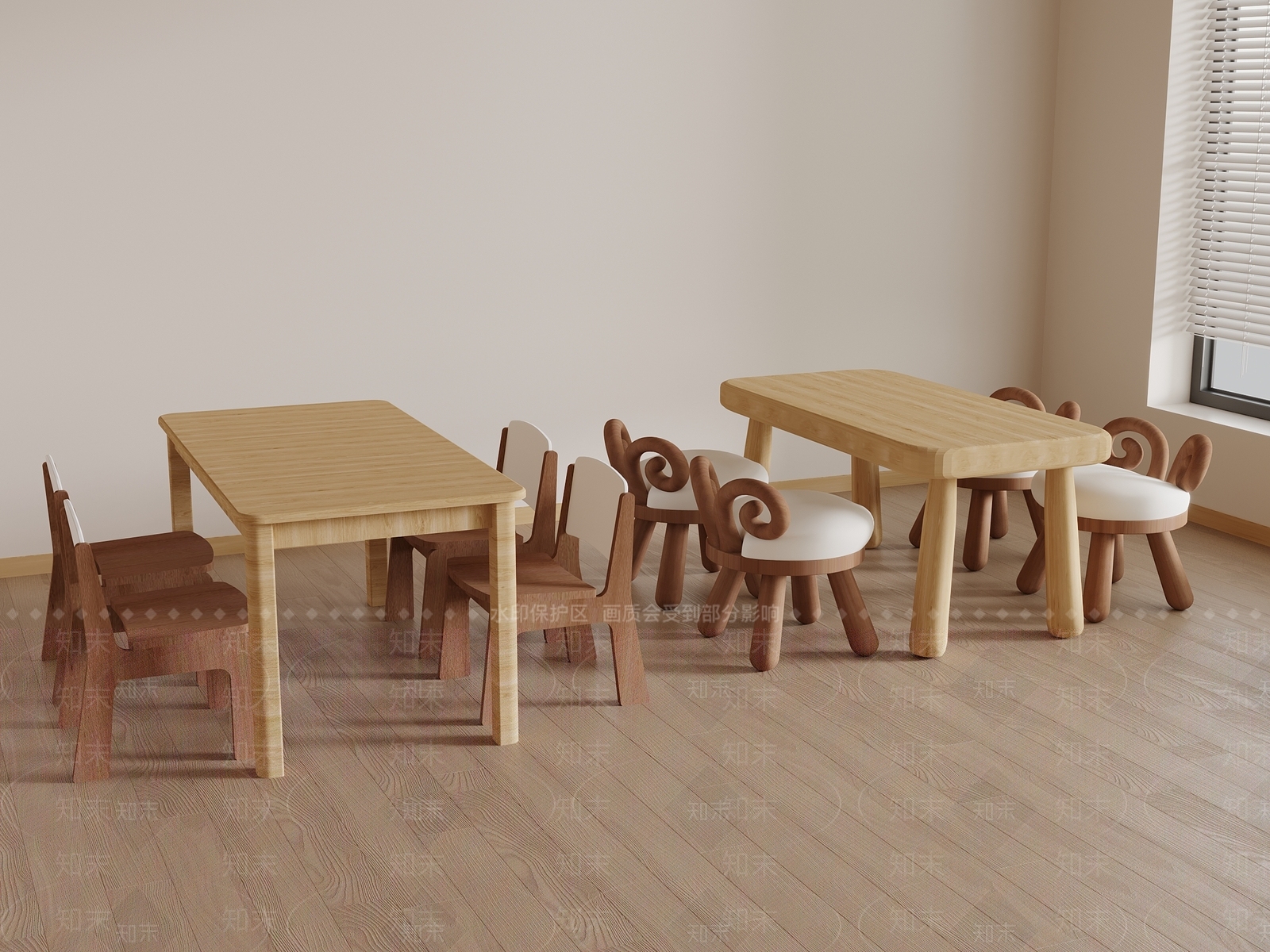 现代儿童桌椅3D模型下载【ID:1164876722】