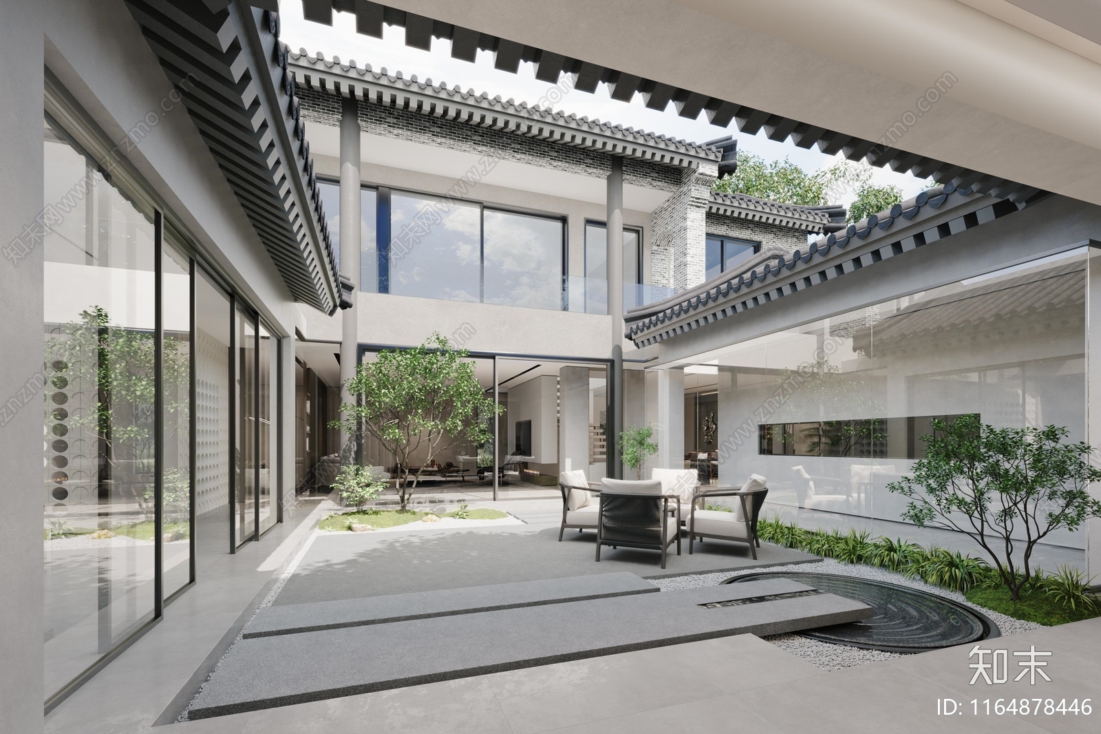 轻奢四合院施工图下载【ID:1164878446】_知末案例馆
