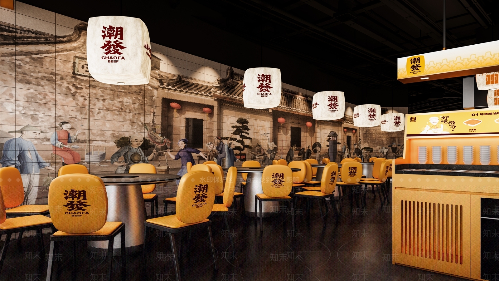 简约现代火锅店SU模型下载【ID:1164882282】
