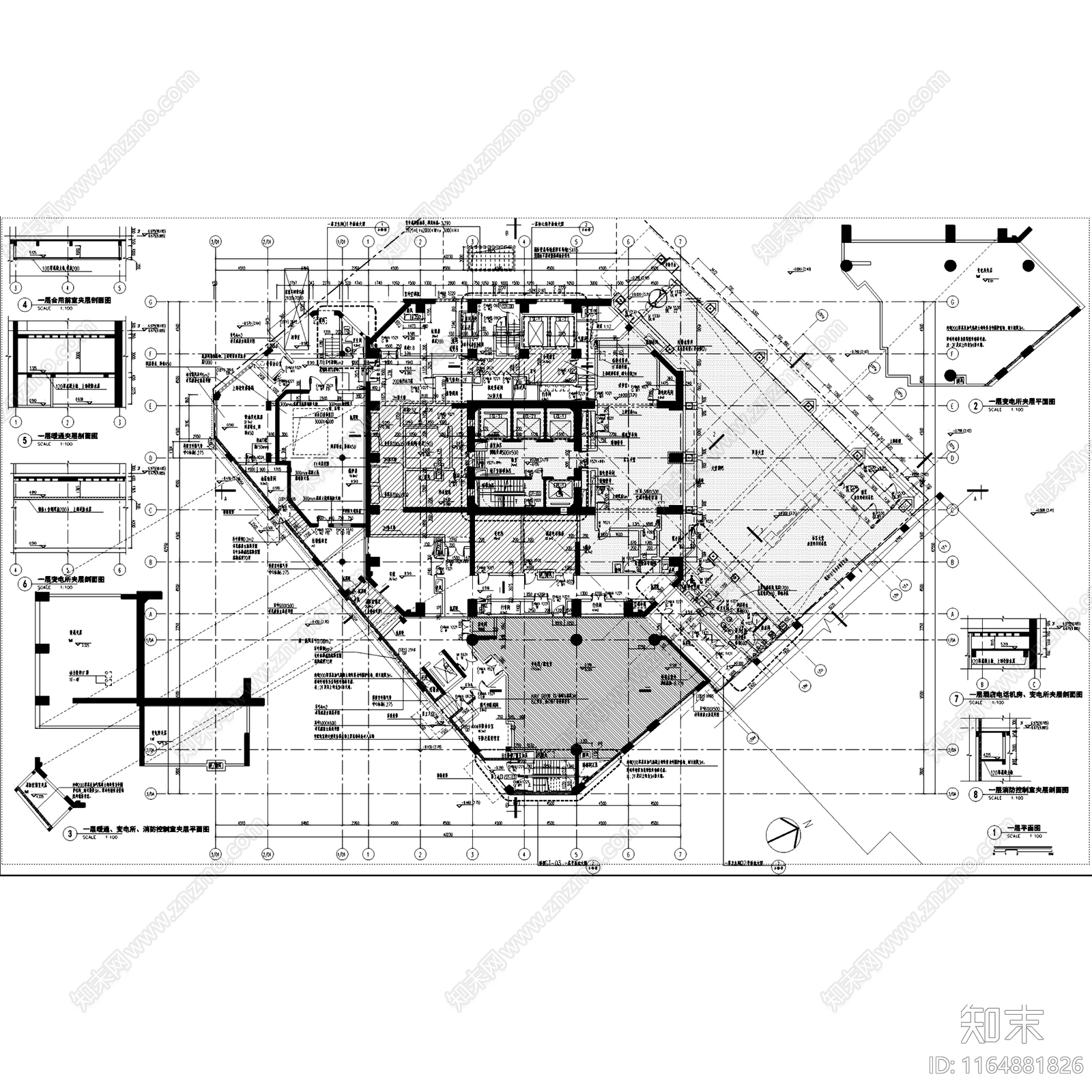 欧式酒店建筑cad施工图下载【ID:1164881826】