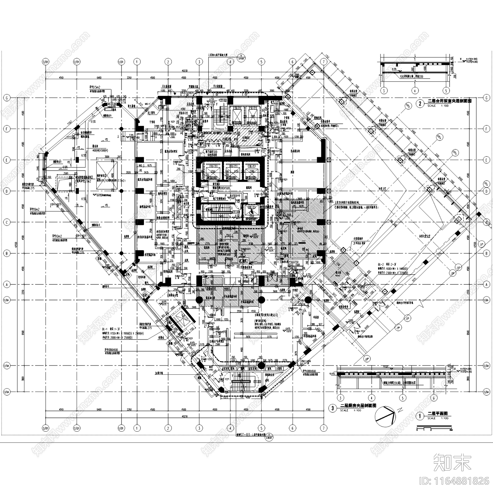 欧式酒店建筑cad施工图下载【ID:1164881826】