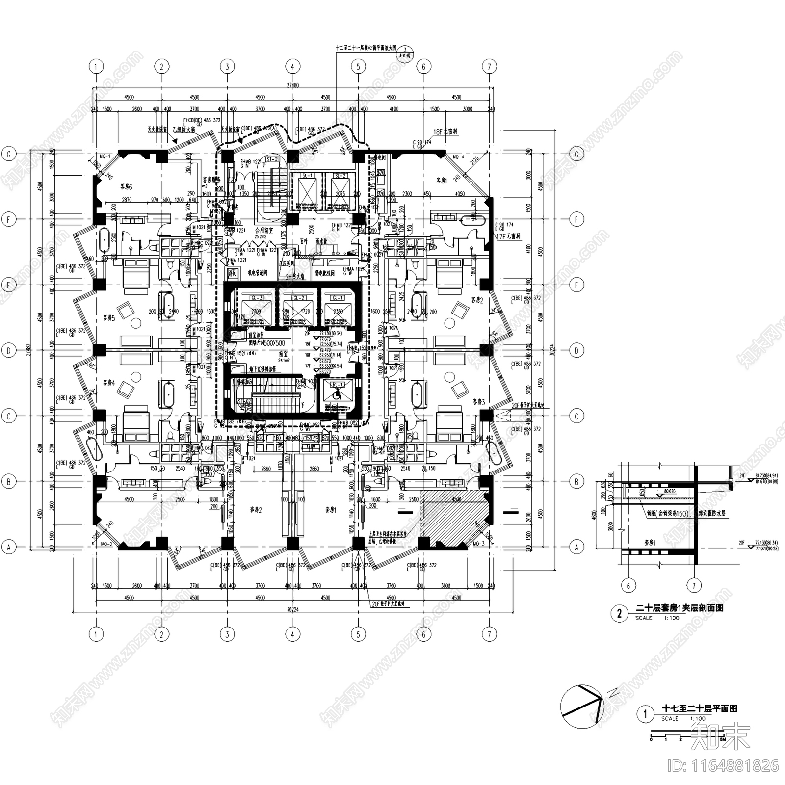 欧式酒店建筑cad施工图下载【ID:1164881826】