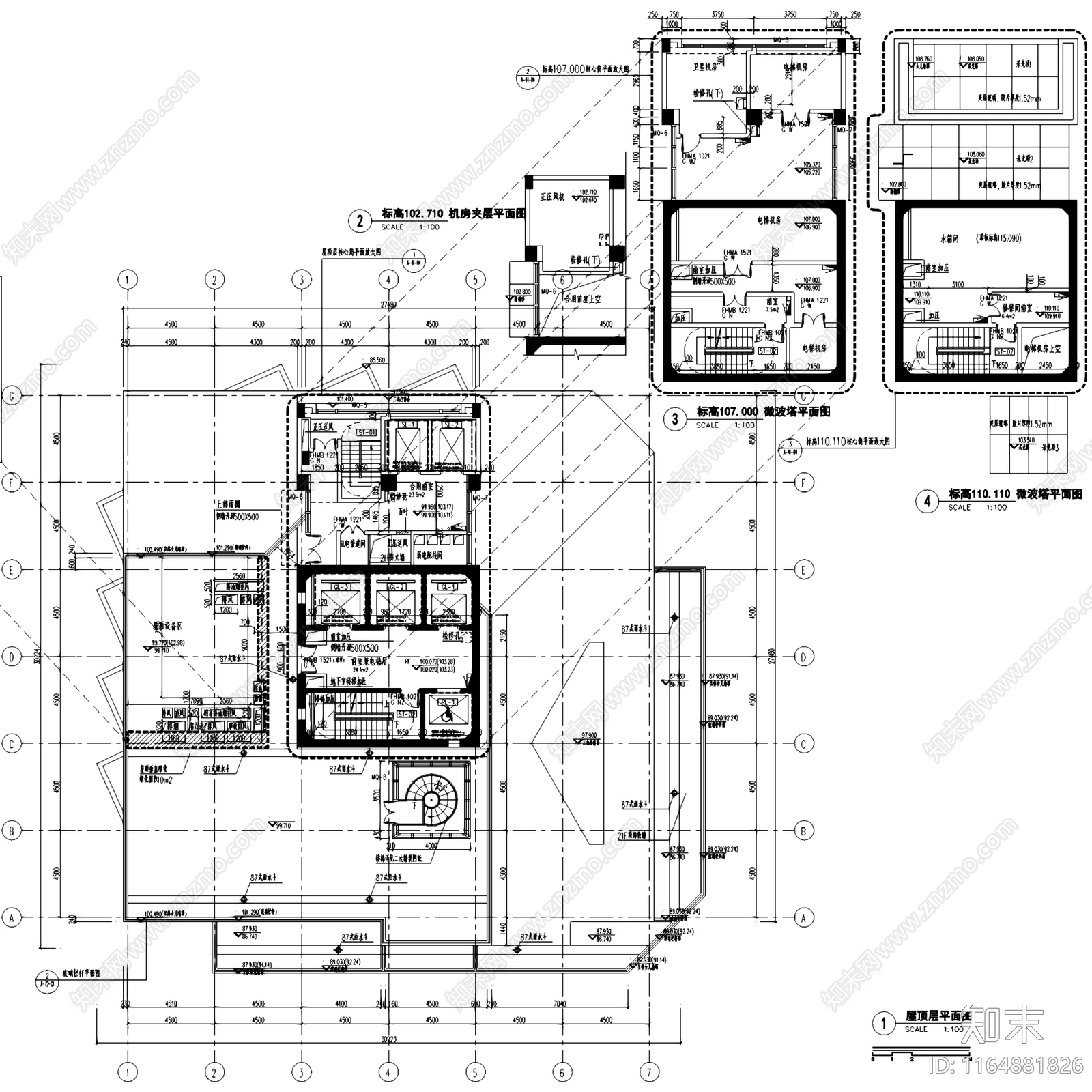 欧式酒店建筑cad施工图下载【ID:1164881826】