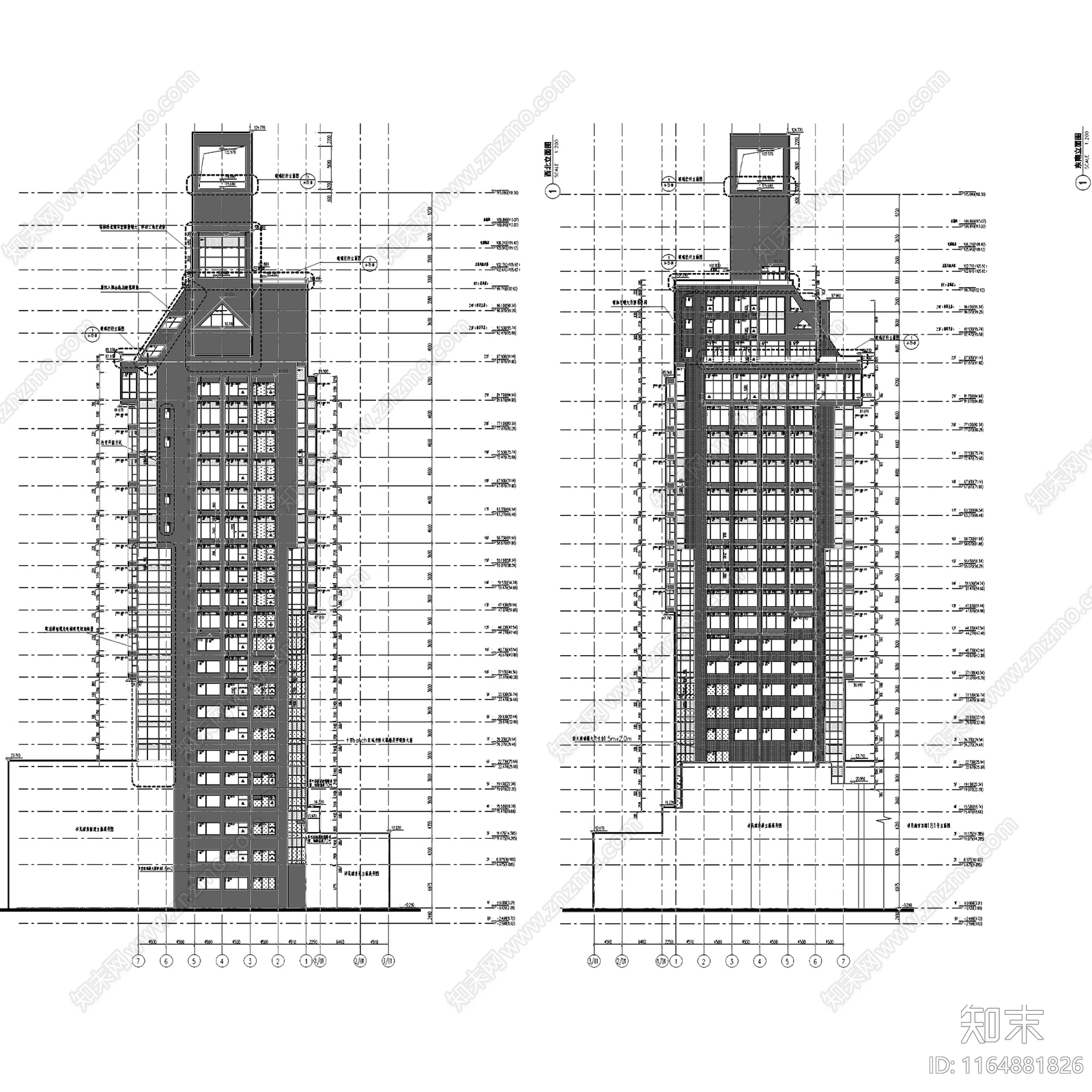 欧式酒店建筑cad施工图下载【ID:1164881826】