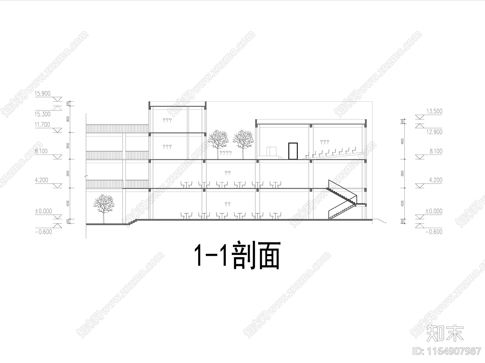 现代学校建筑cad施工图下载【ID:1164907987】