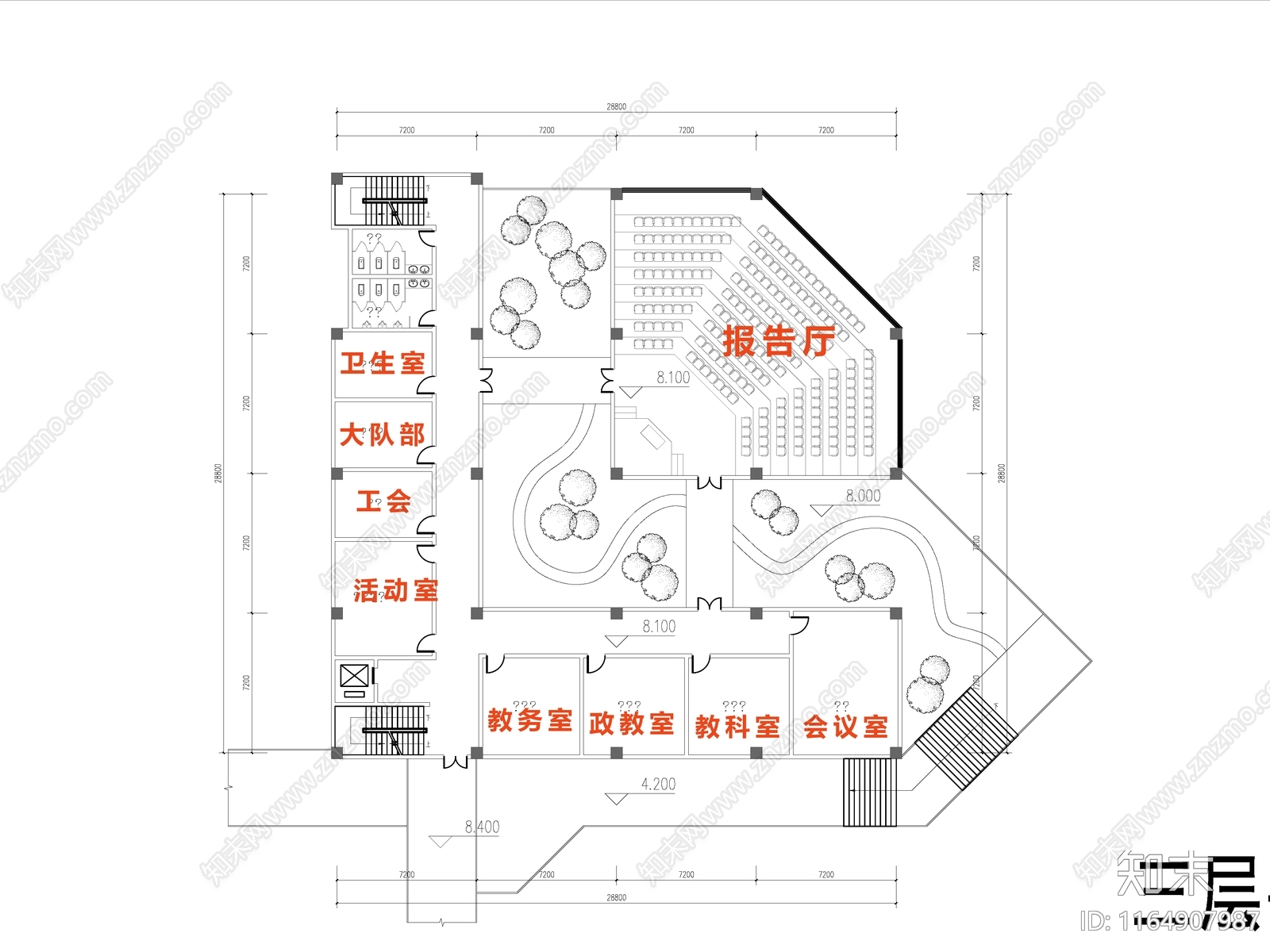 现代学校建筑cad施工图下载【ID:1164907987】