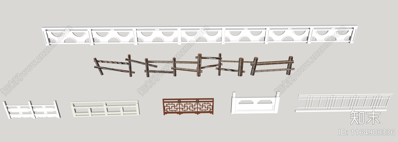 现代简约围栏护栏SU模型下载【ID:1164908336】