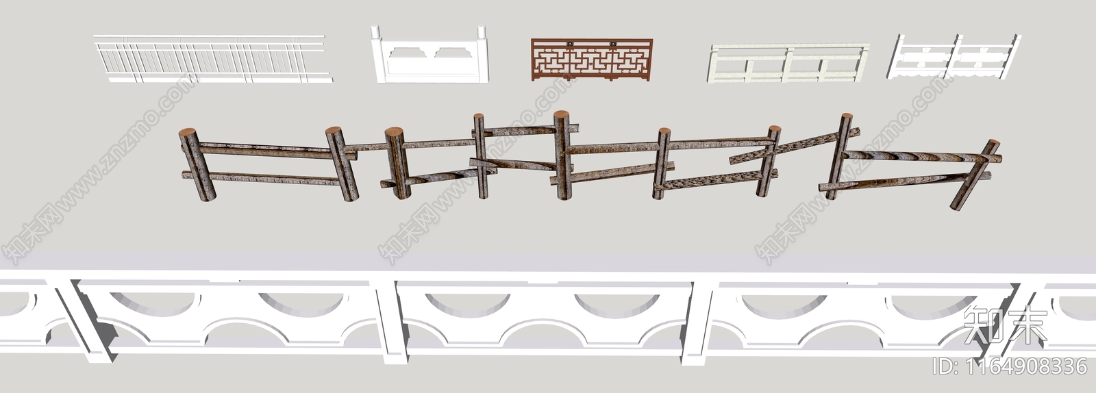 现代简约围栏护栏SU模型下载【ID:1164908336】