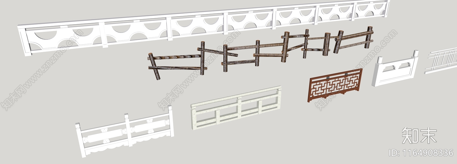 现代简约围栏护栏SU模型下载【ID:1164908336】