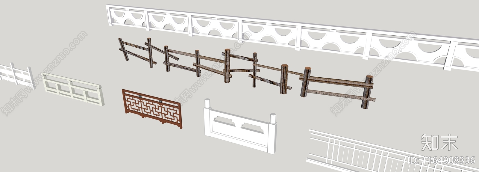 现代简约围栏护栏SU模型下载【ID:1164908336】