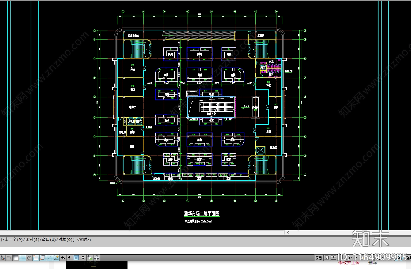 现代农贸市场建筑cad施工图下载【ID:1164909905】