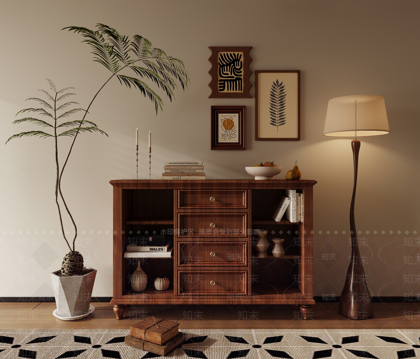 中古复古储物柜SU模型下载【ID:1164910737】