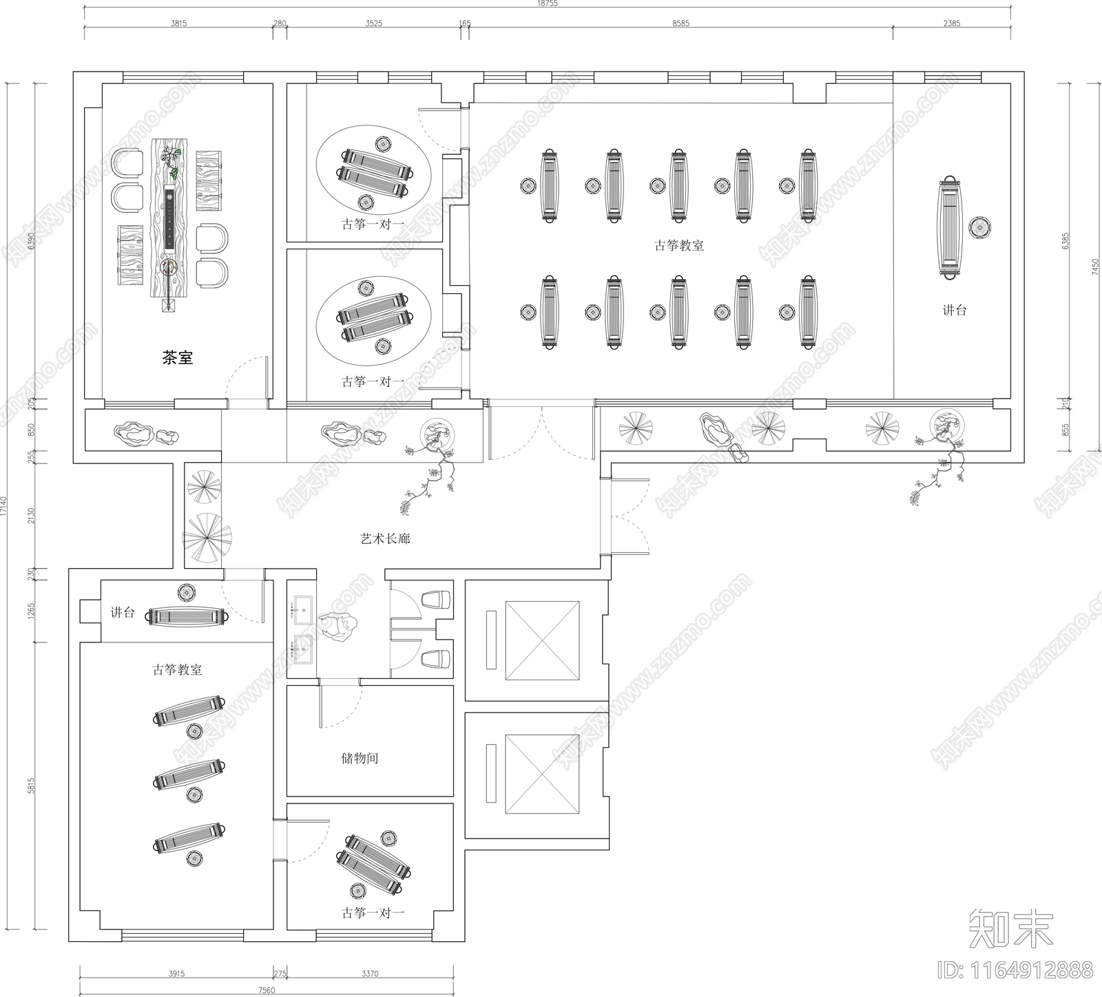 现代培训中心cad施工图下载【ID:1164912888】