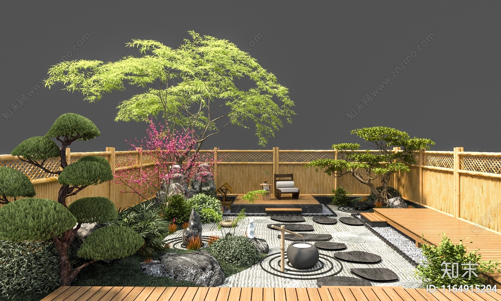 新中式中式屋顶花园SU模型下载【ID:1164915204】