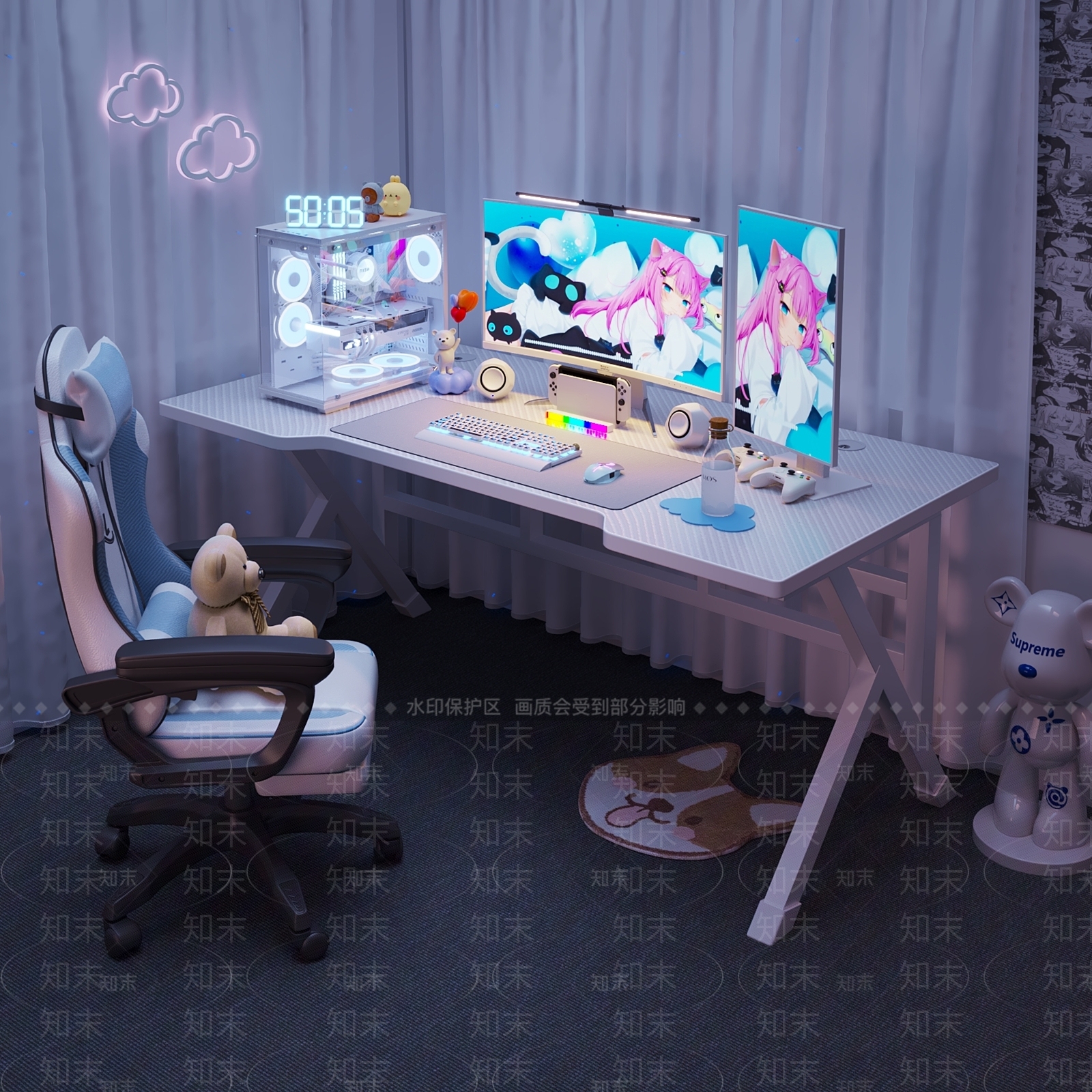 现代办公桌3D模型下载【ID:1164915574】