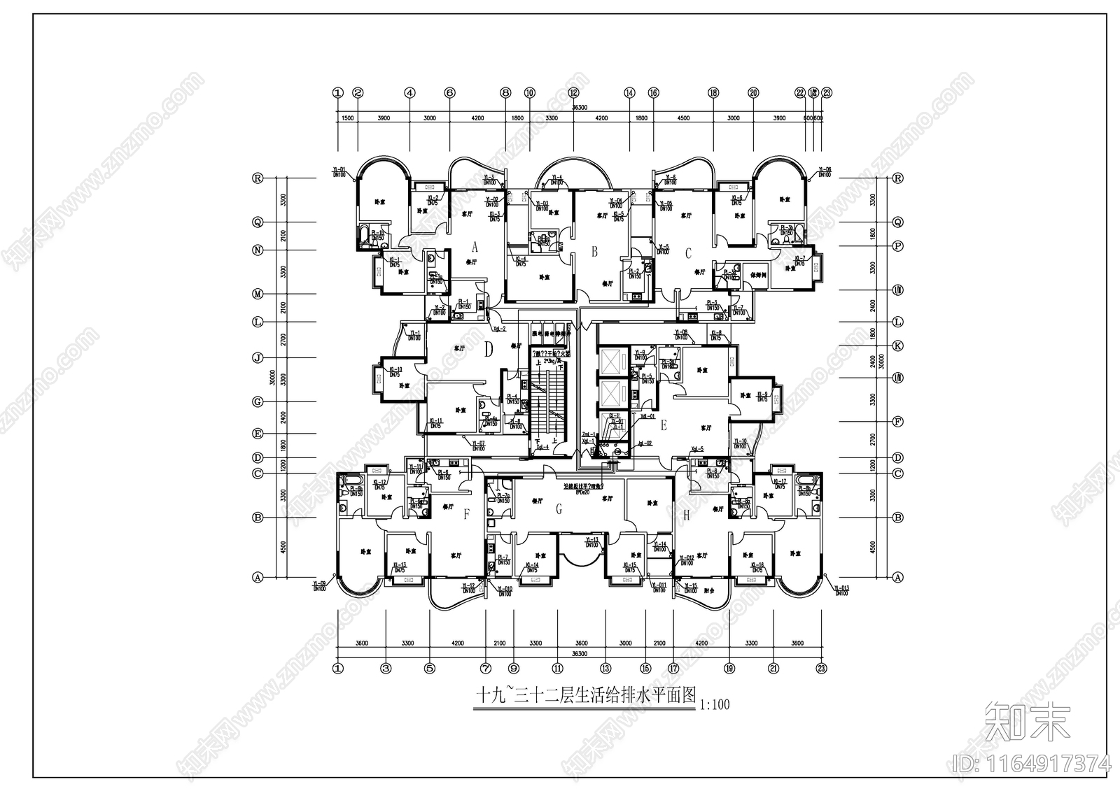 给排水图cad施工图下载【ID:1164917374】