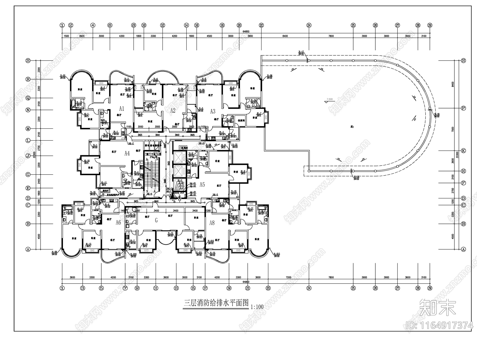 给排水图cad施工图下载【ID:1164917374】