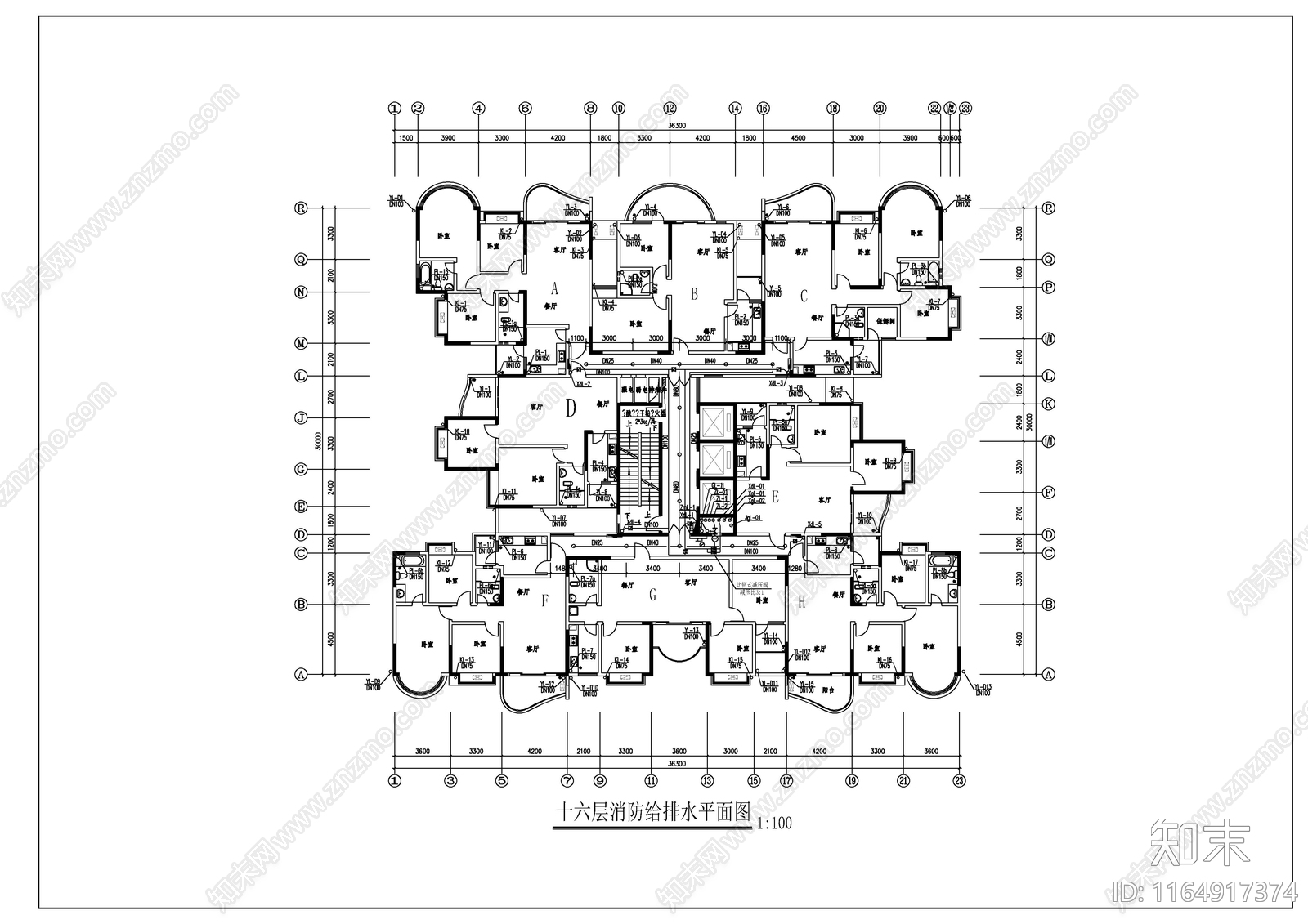 给排水图cad施工图下载【ID:1164917374】