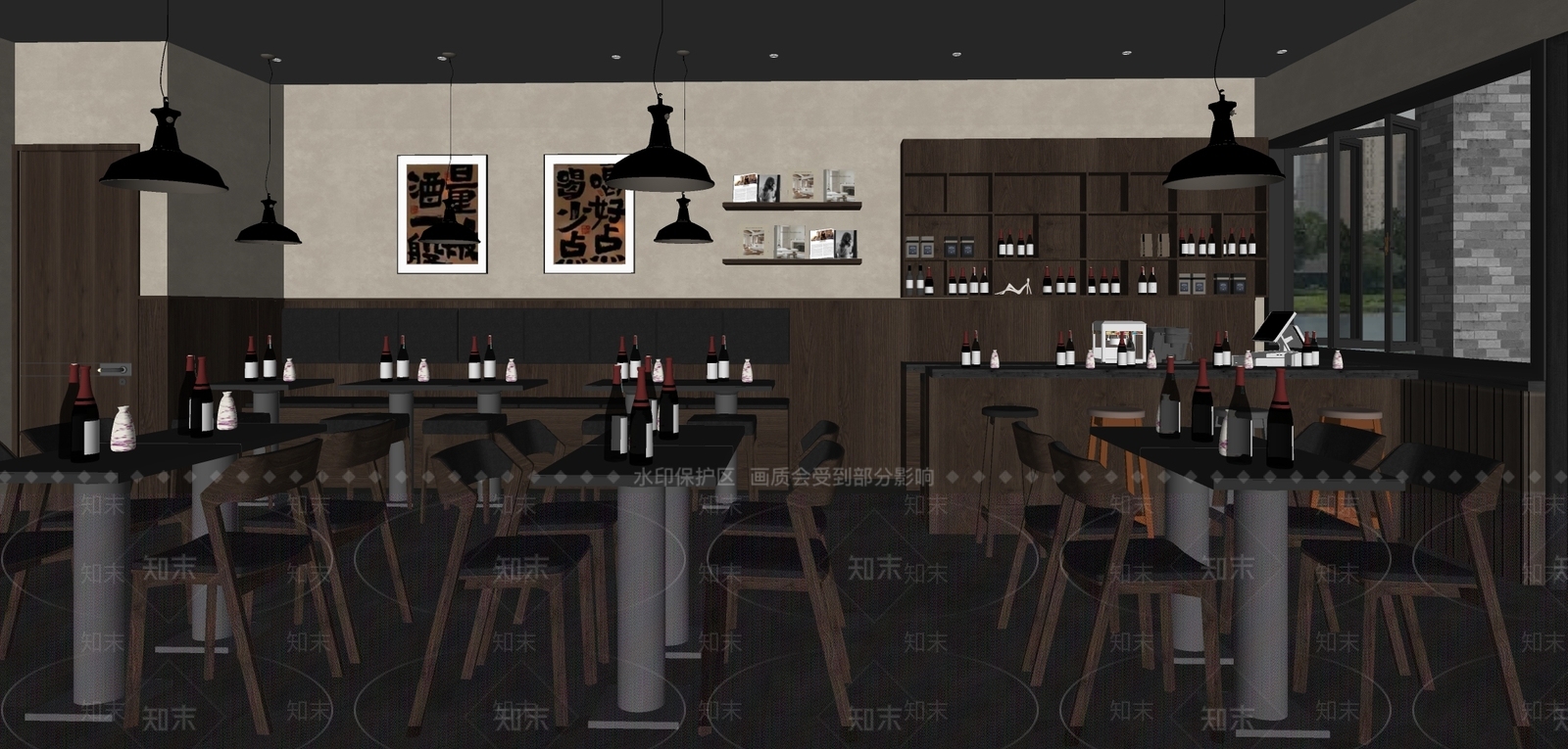 现代茶餐厅SU模型下载【ID:1164917635】
