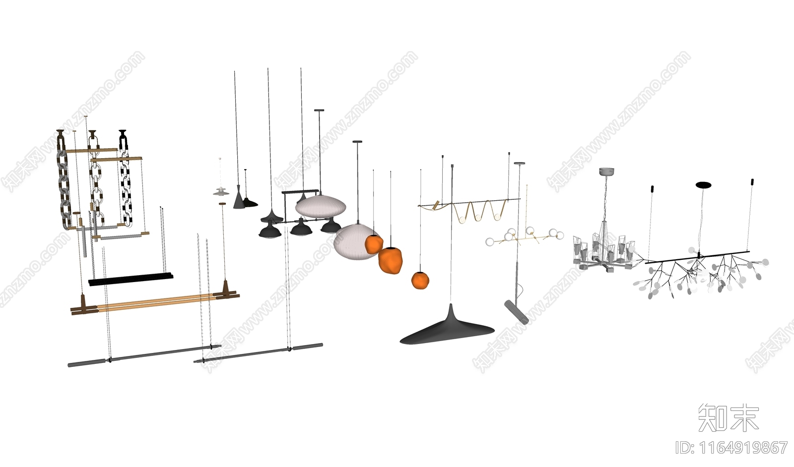 现代灯具组合SU模型下载【ID:1164919867】