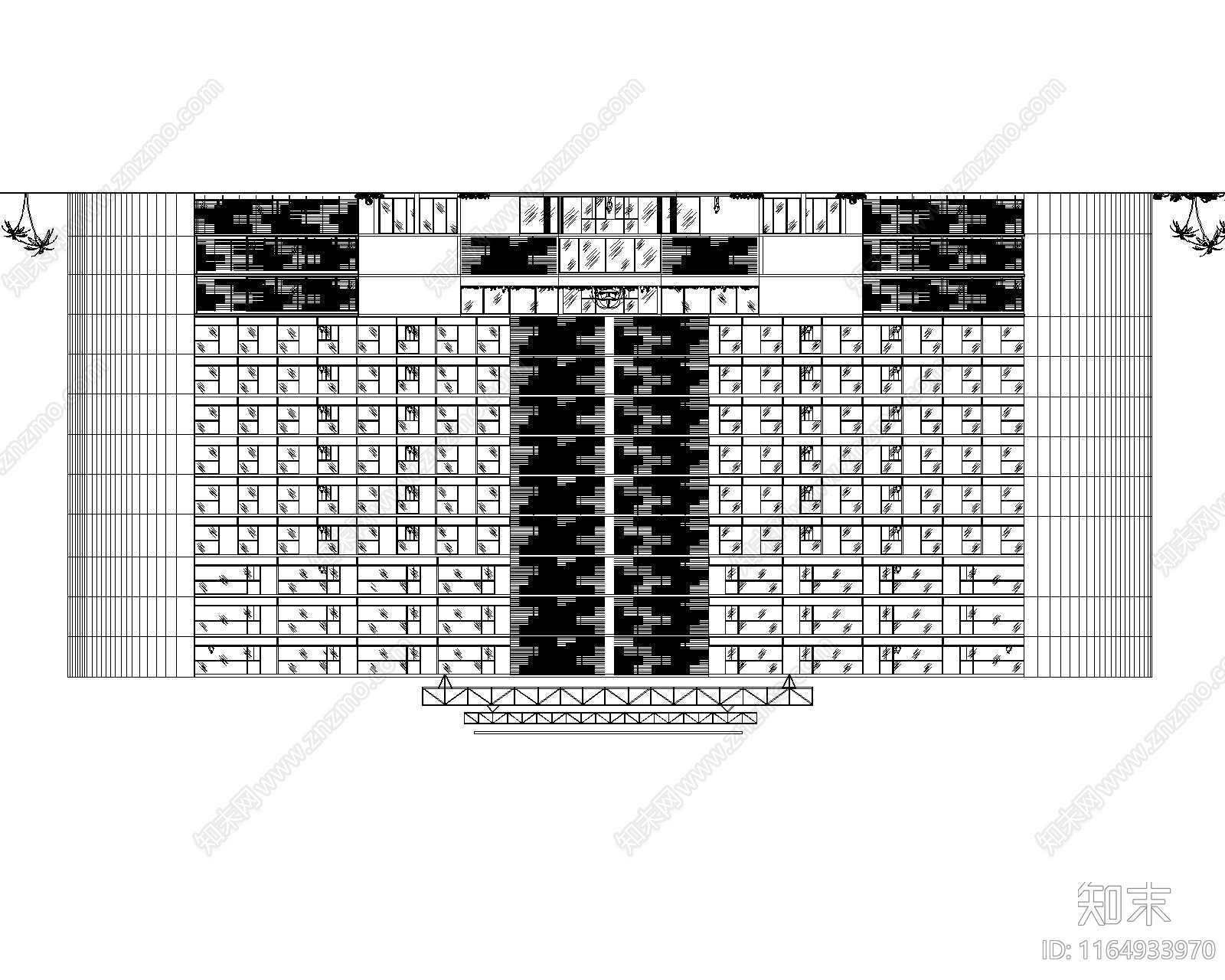 现代酒店建筑施工图下载【ID:1164933970】