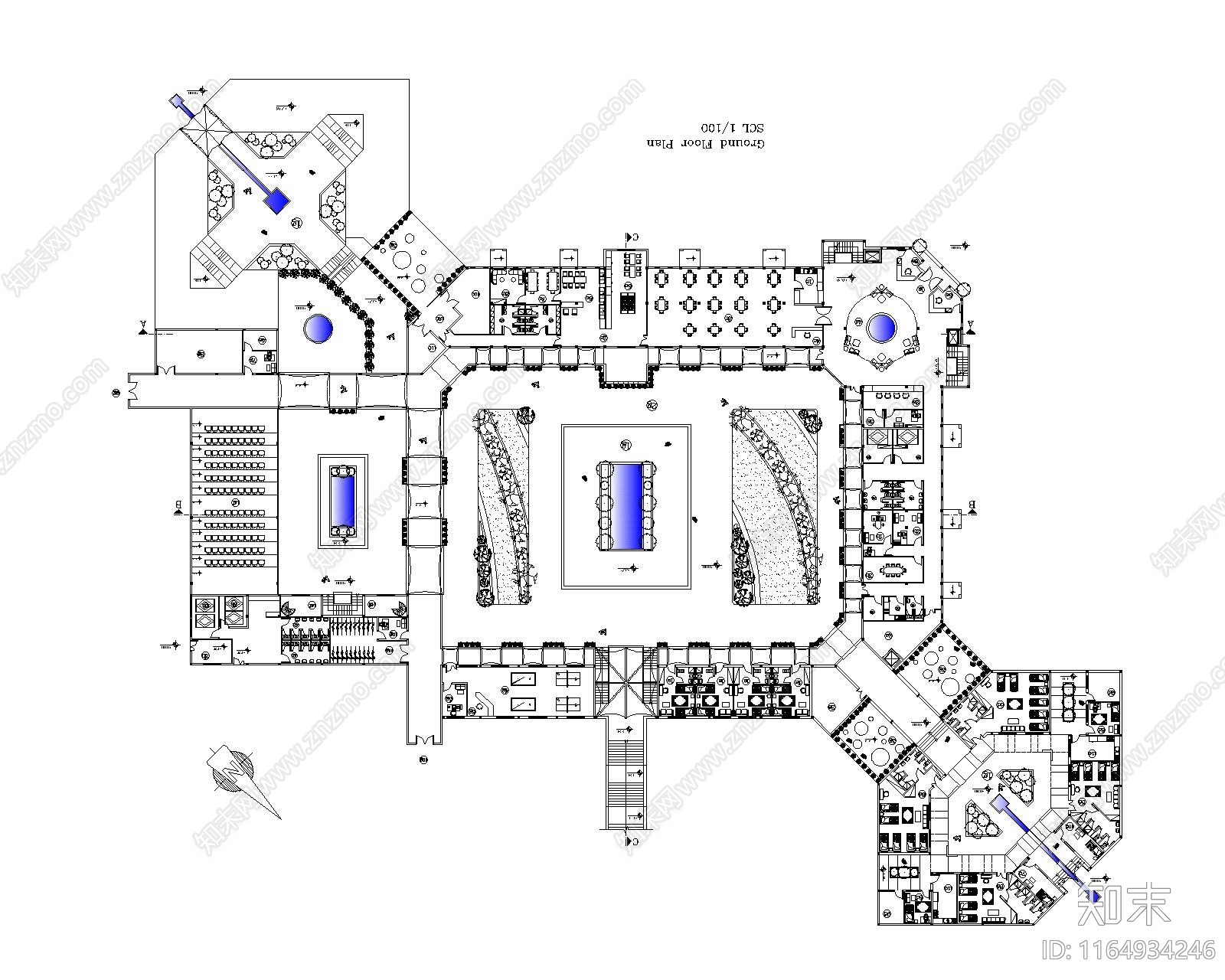 现代酒店建筑施工图下载【ID:1164934246】