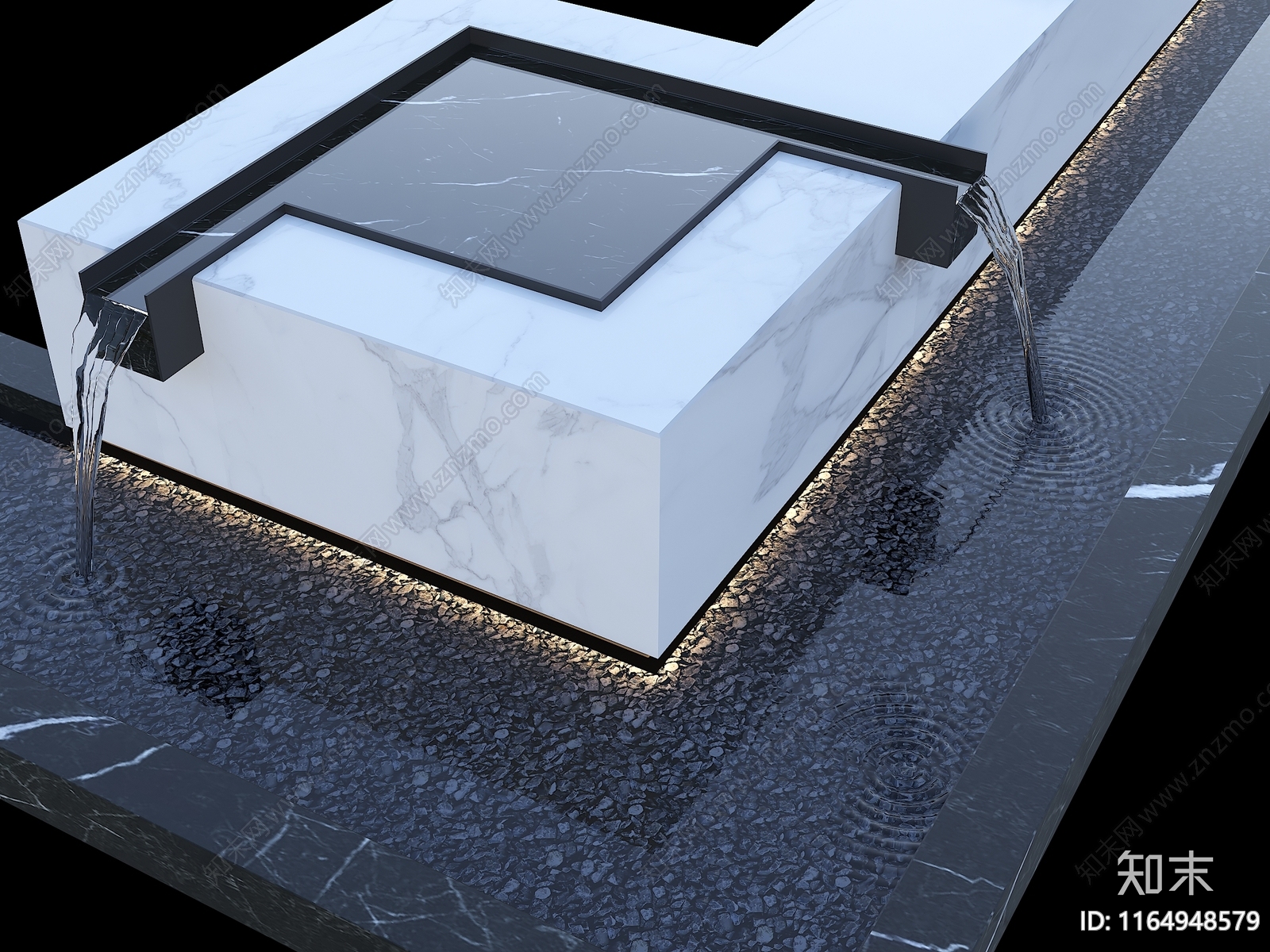 现代新中式假山水景3D模型下载【ID:1164948579】