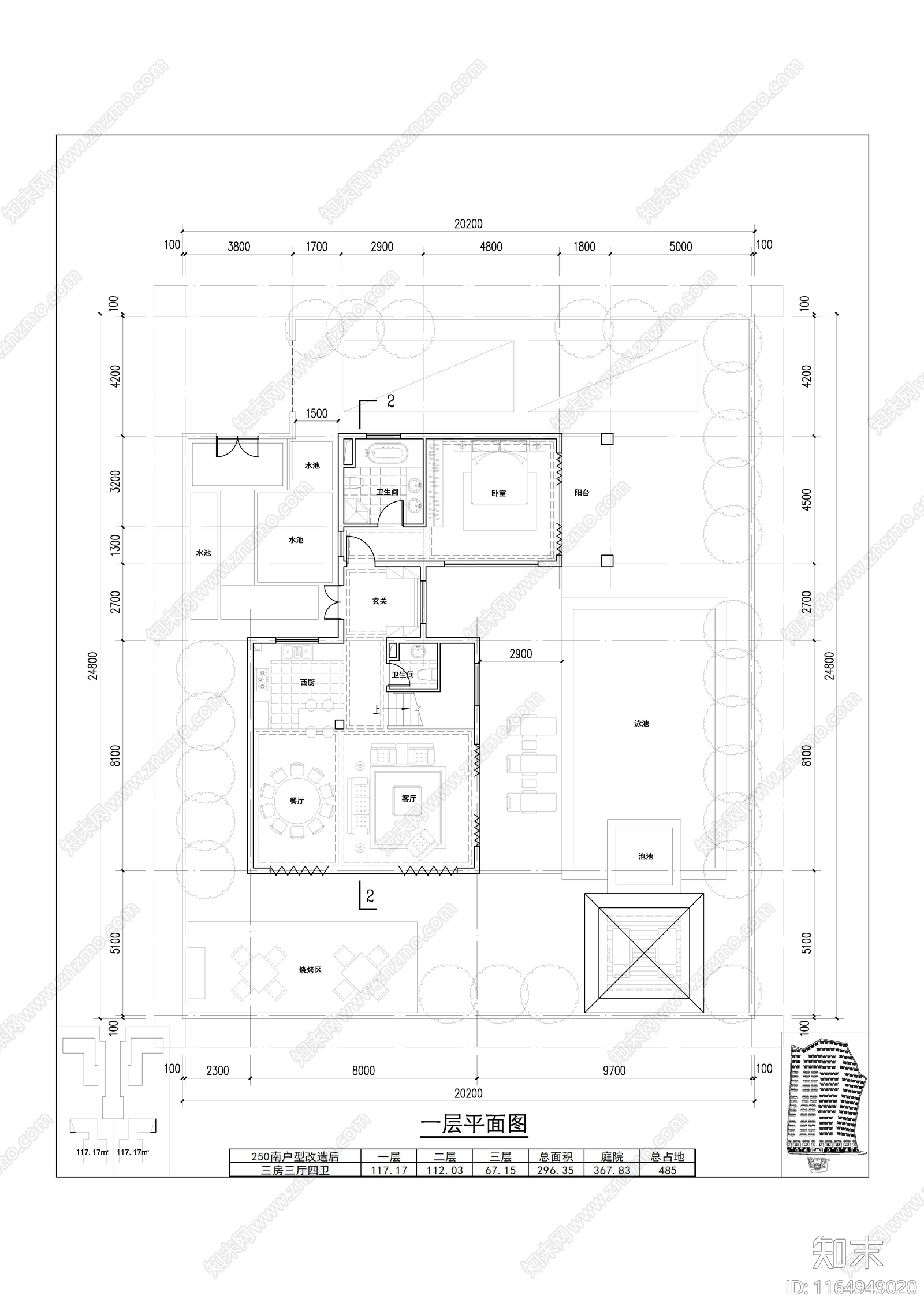 现代新中式别墅建筑cad施工图下载【ID:1164949020】