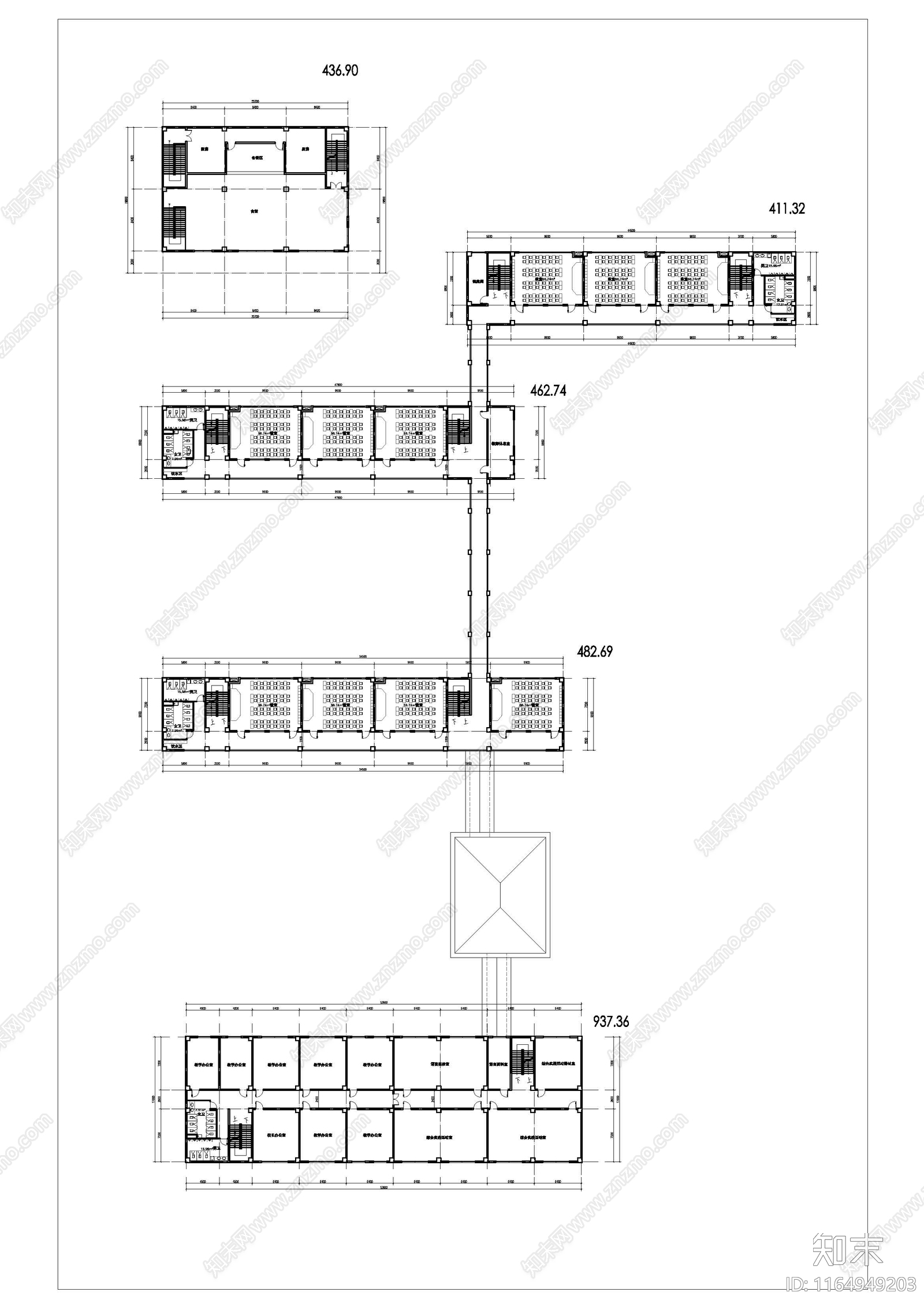 现代学校建筑cad施工图下载【ID:1164949203】
